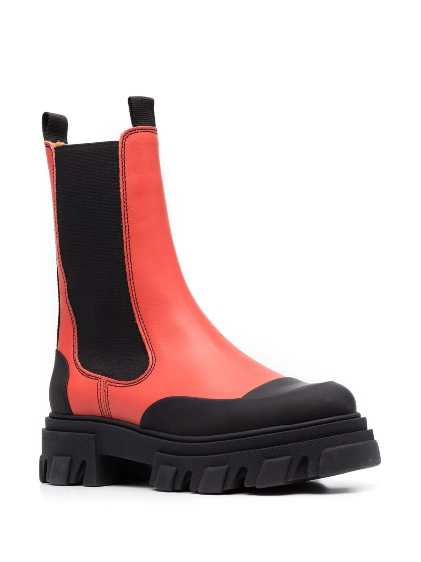 tall two-tone leather boots