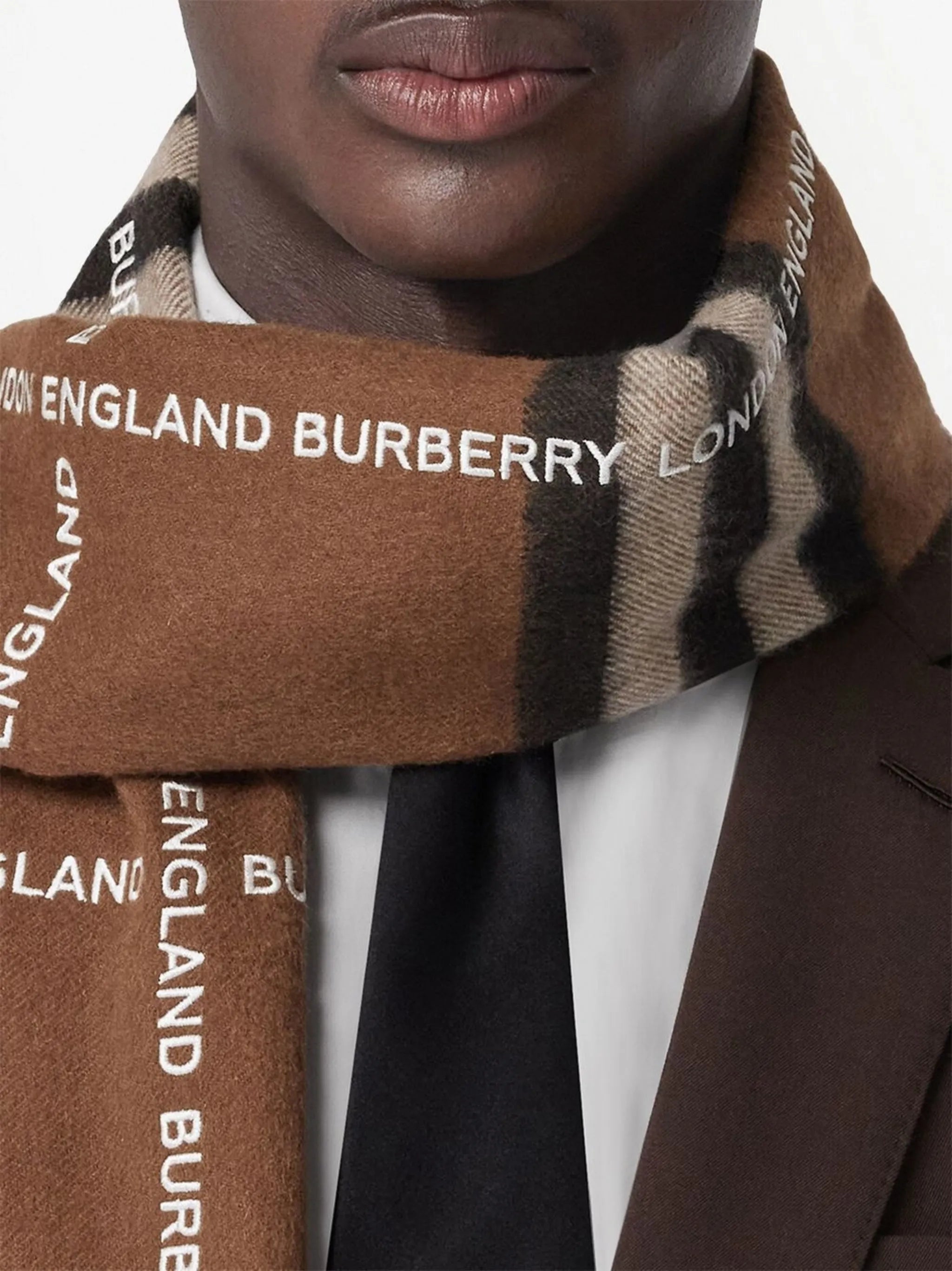 logo-check cashmere scarf
