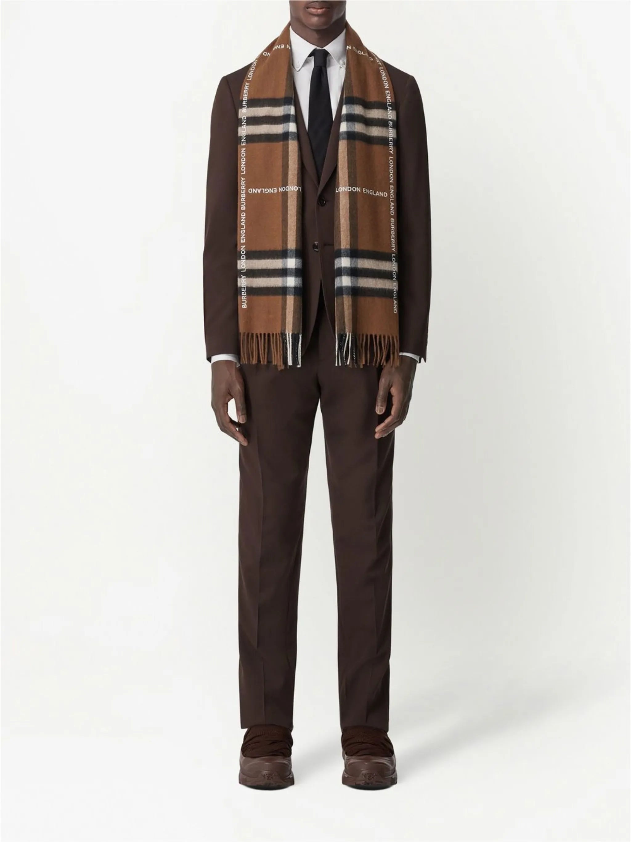 logo-check cashmere scarf