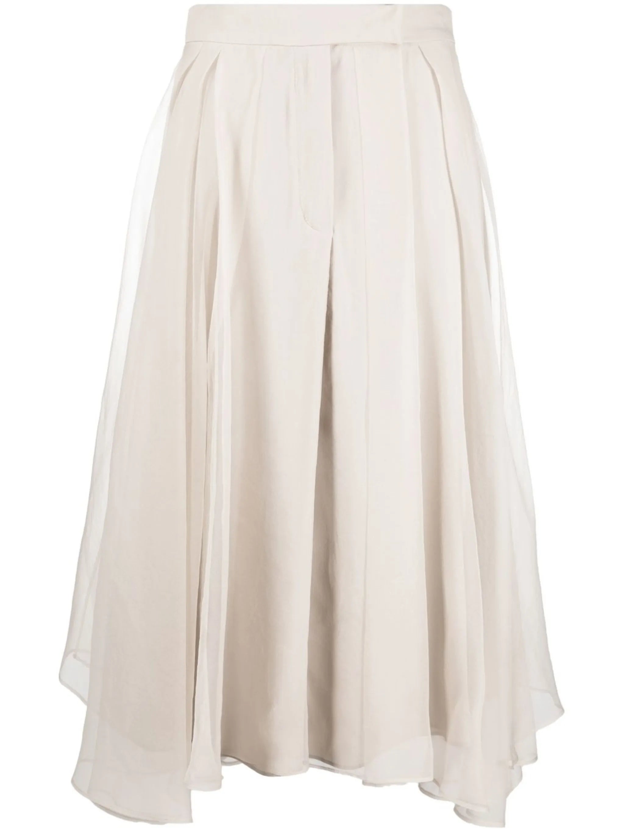 A-line asymmetric silk skirt