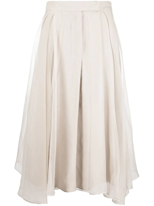 A-line asymmetric silk skirt