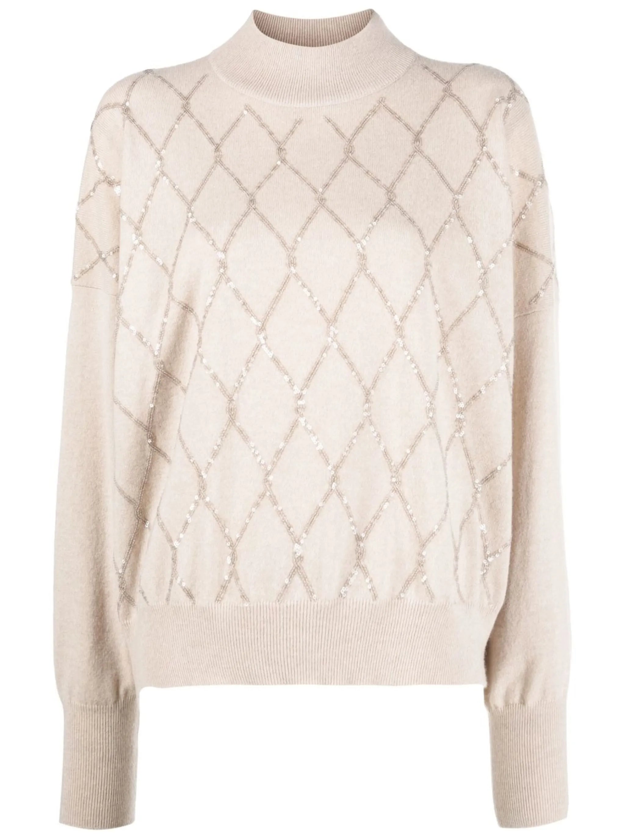 sequin mock neck jumper