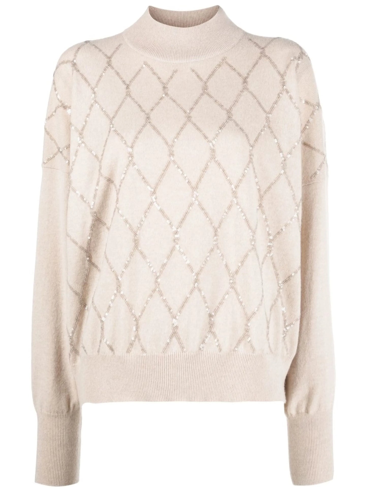 sequin mock neck jumper