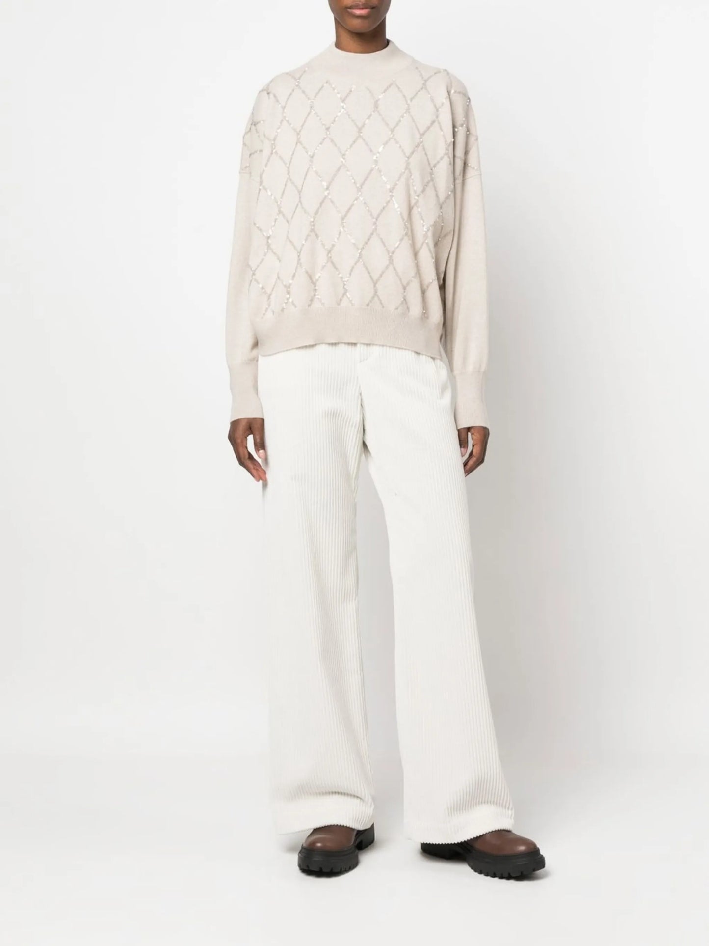 sequin mock neck jumper