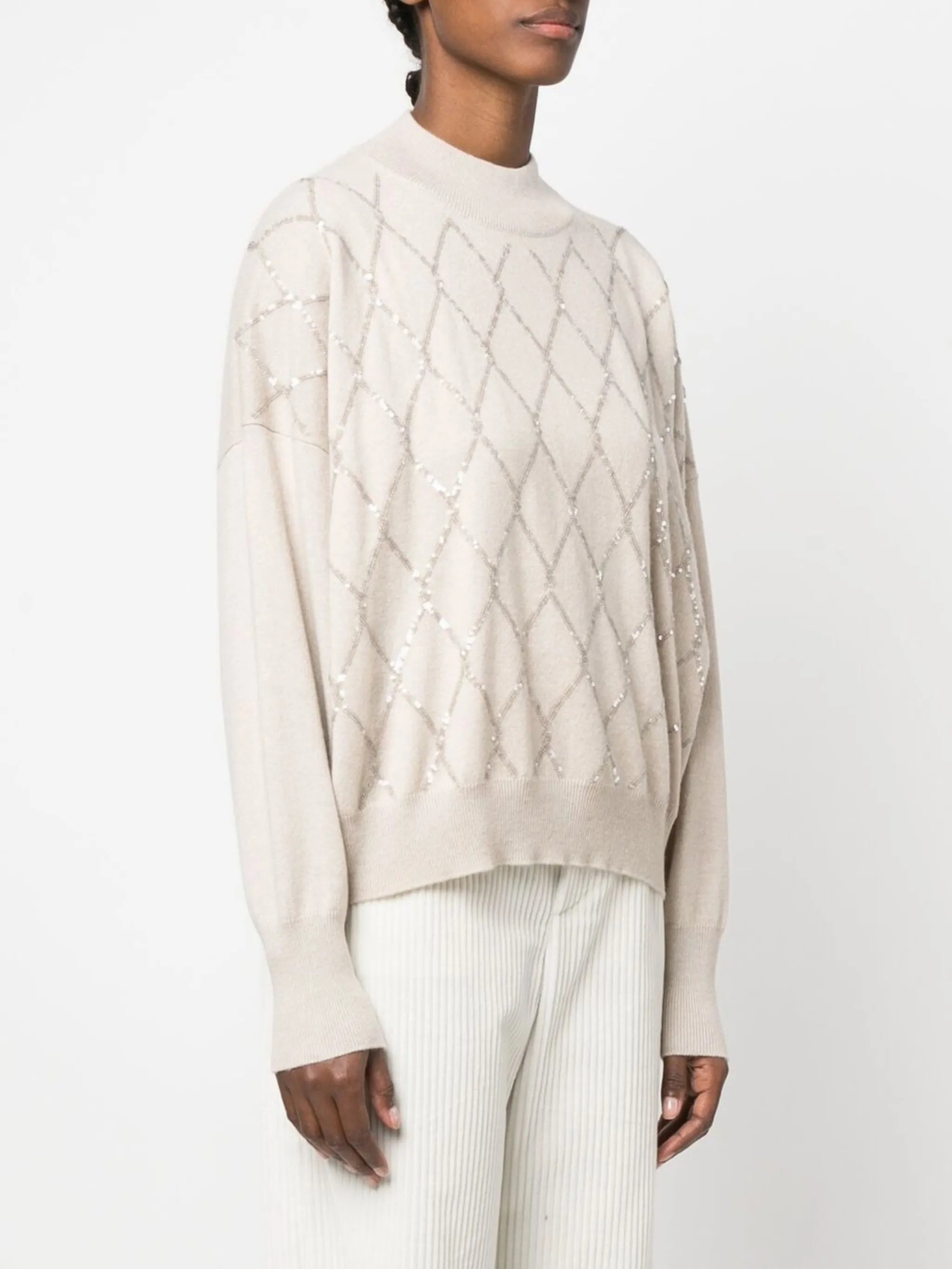 sequin mock neck jumper