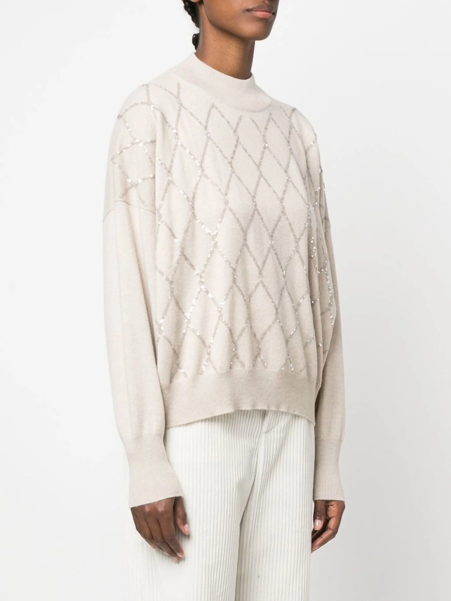 sequin mock neck jumper