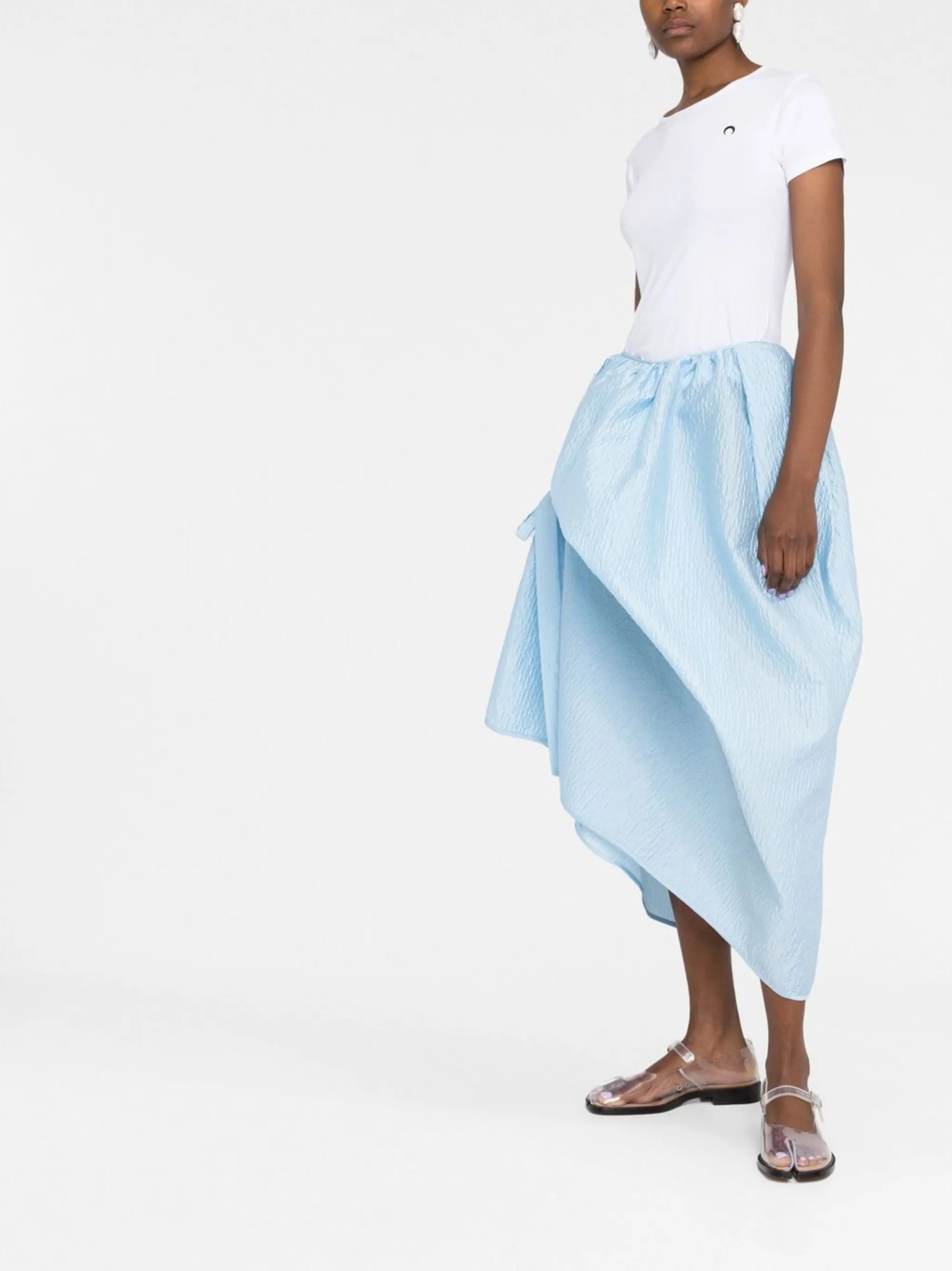 bow-embellished asymmetric skirt