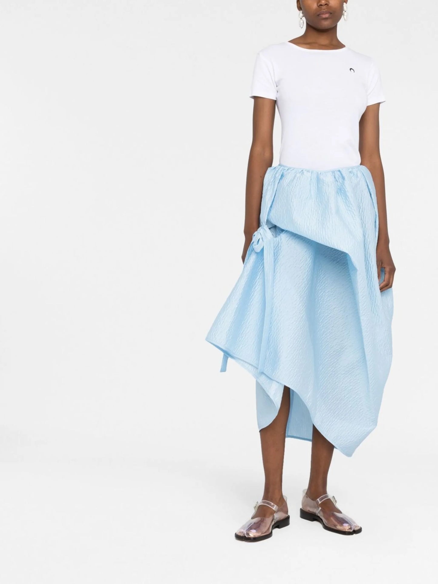 bow-embellished asymmetric skirt