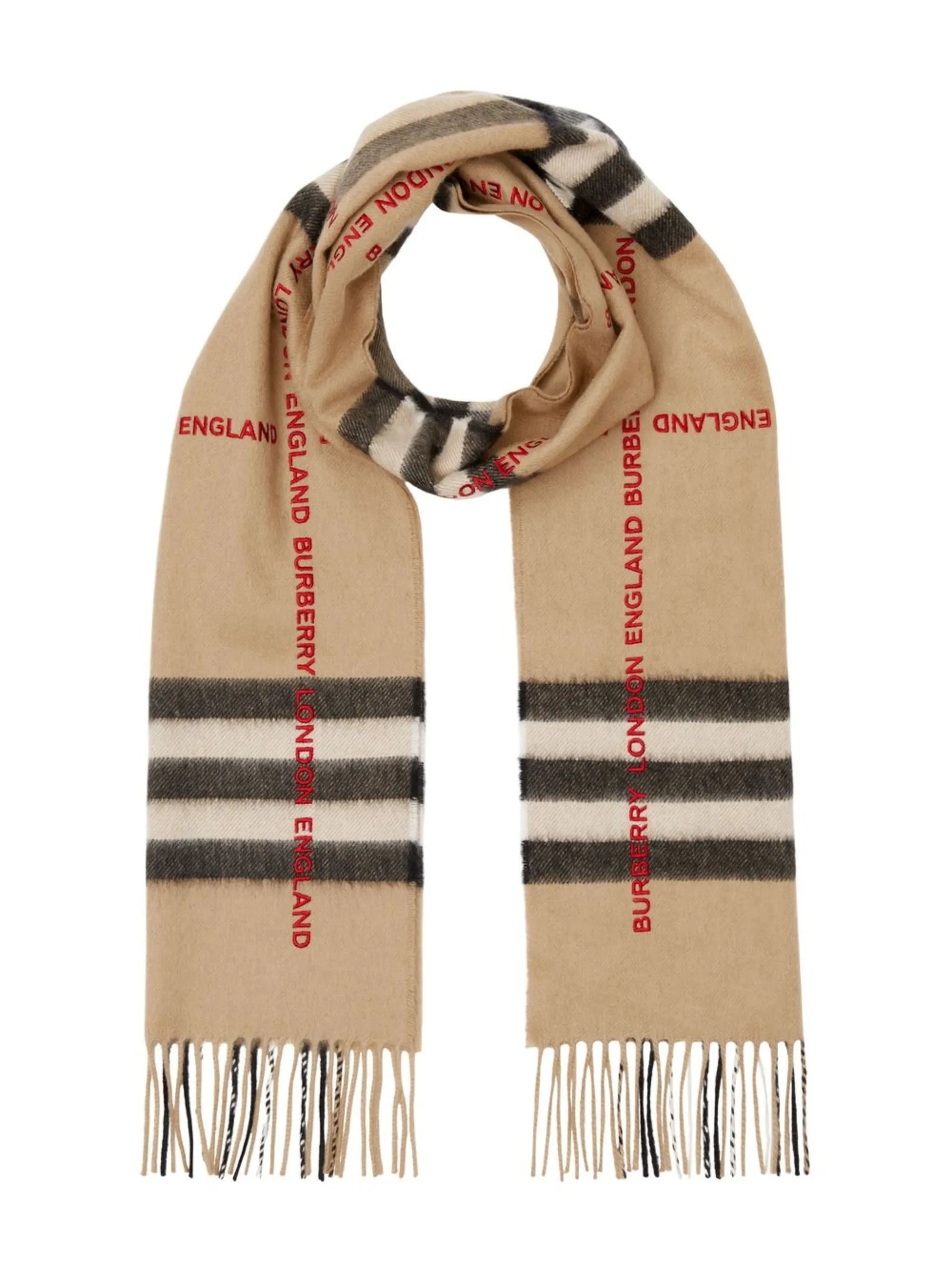 logo-embroidered Classic Check cashmere scarf