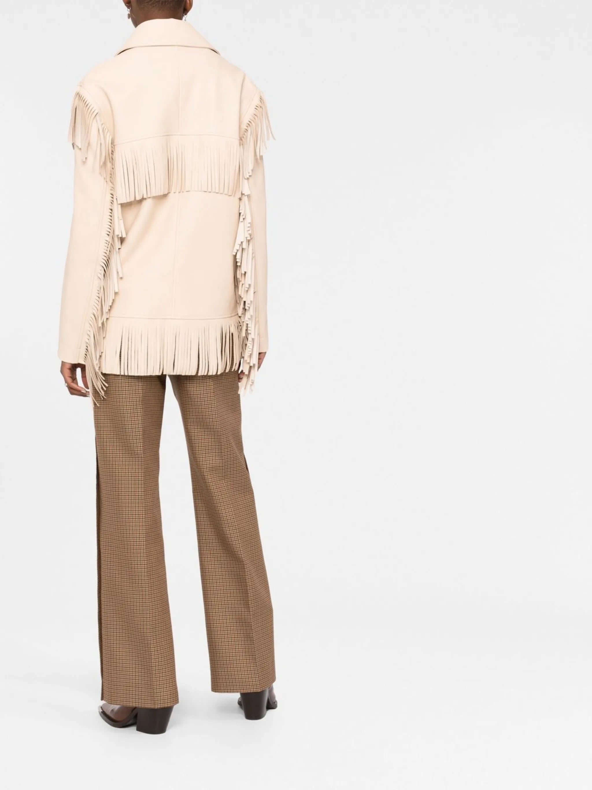 fringe-detail zip-up jacket