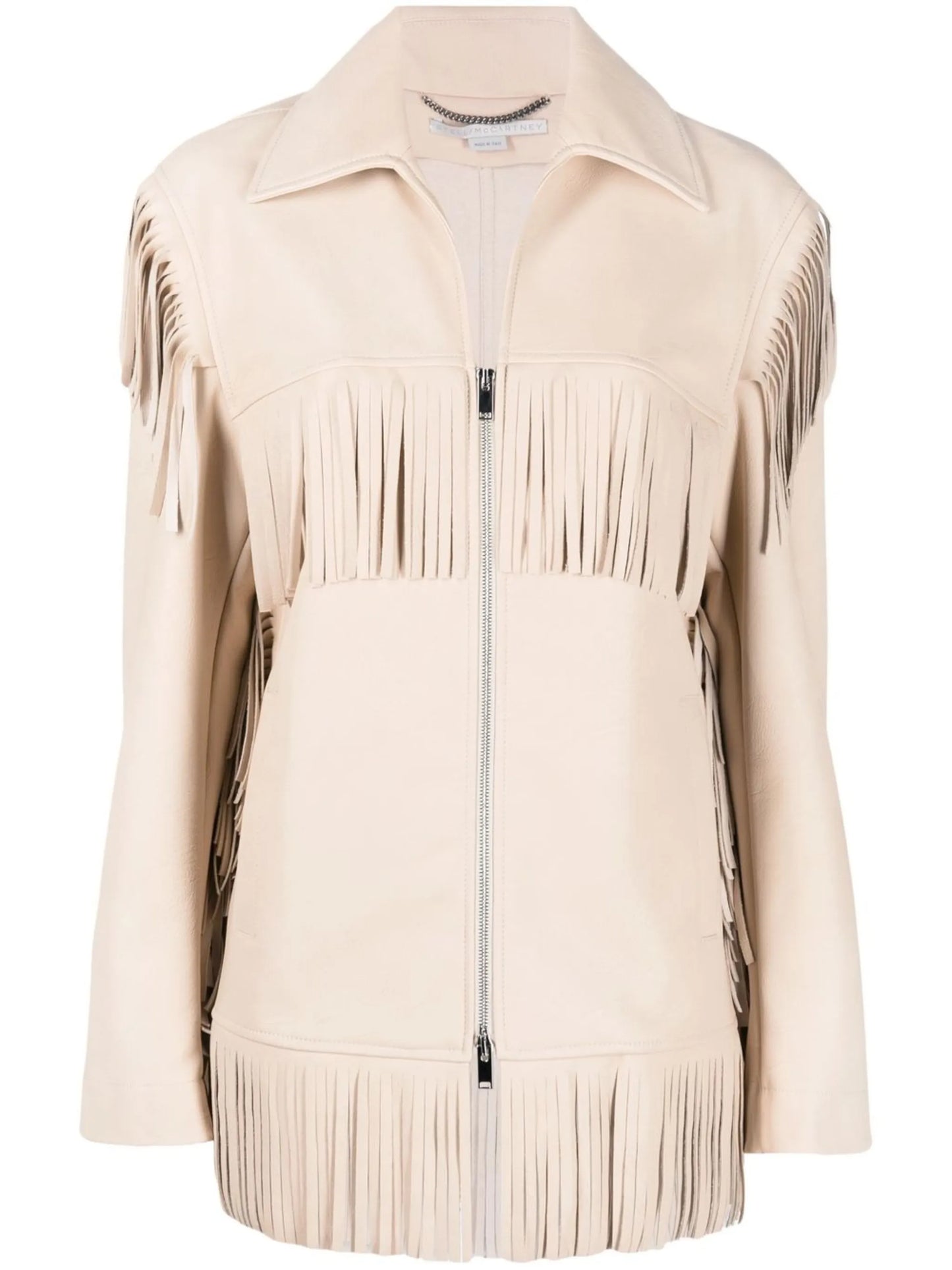 fringe-detail zip-up jacket