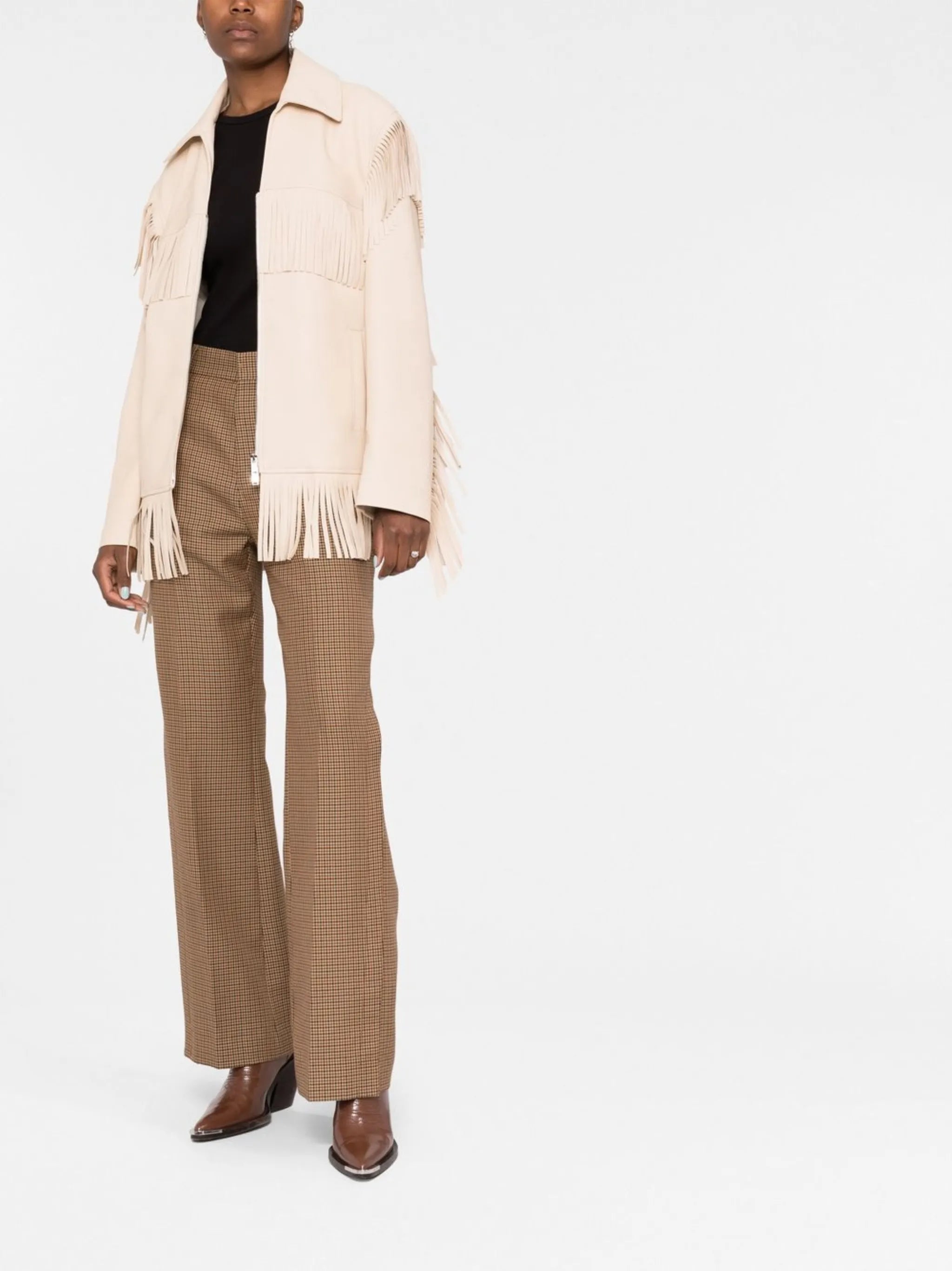 fringe-detail zip-up jacket