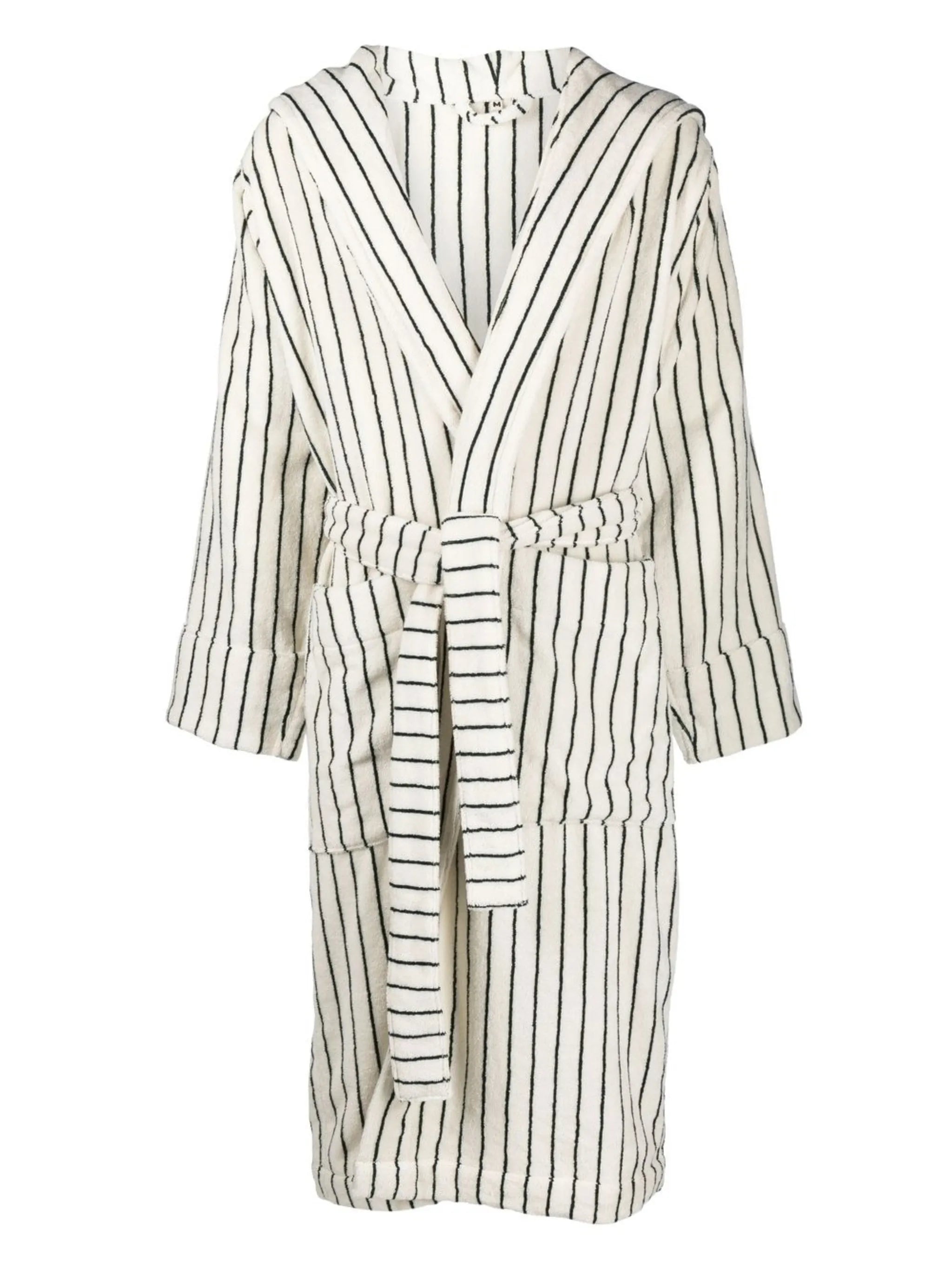 striped hooded bathrobe