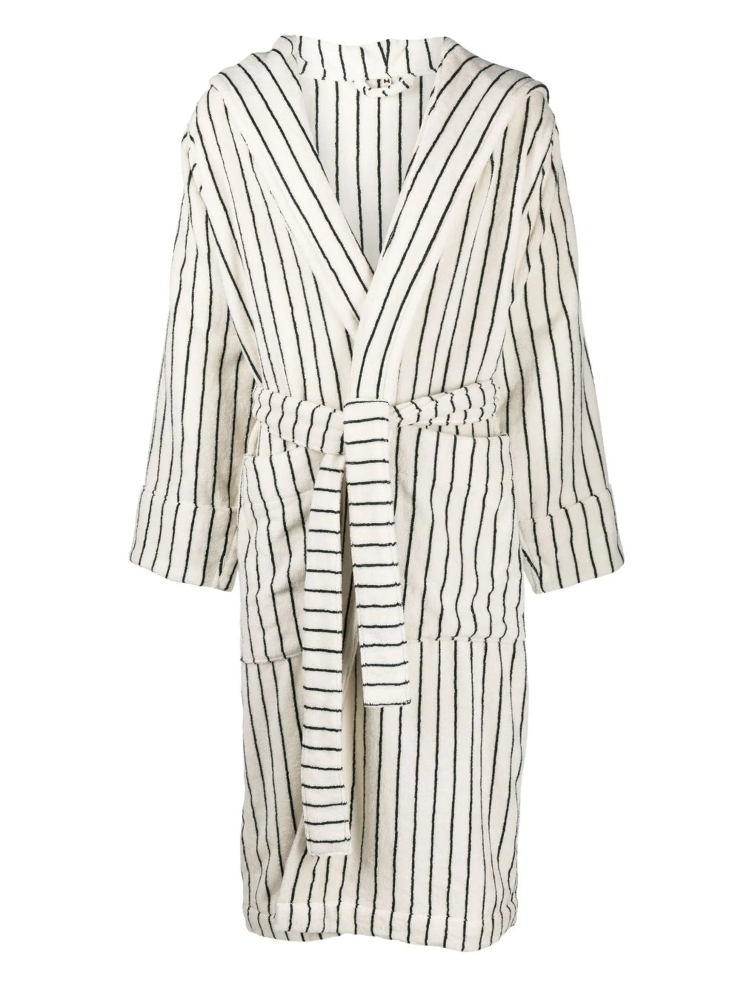 striped hooded bathrobe