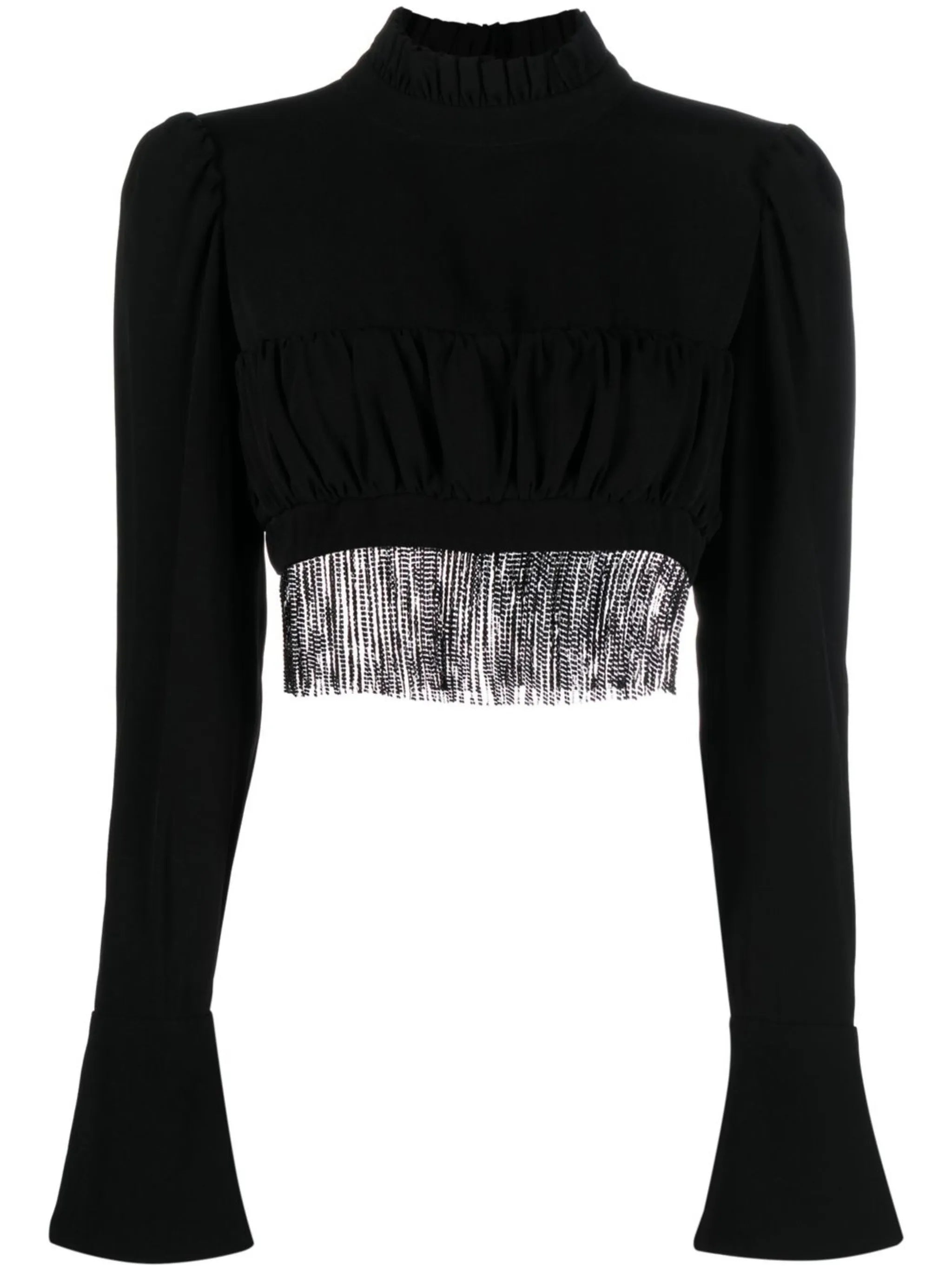 fringed-detail high-neck top