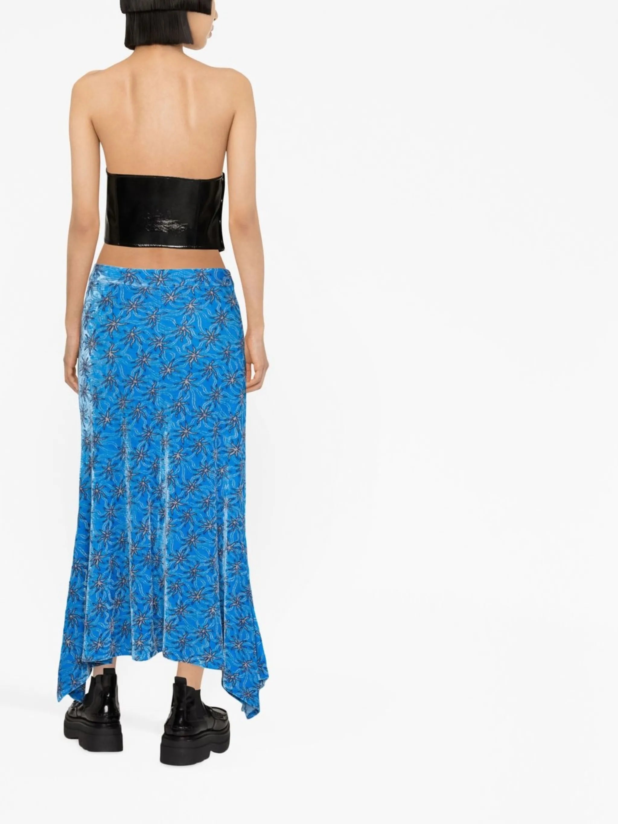 starfish-print velvet skirt