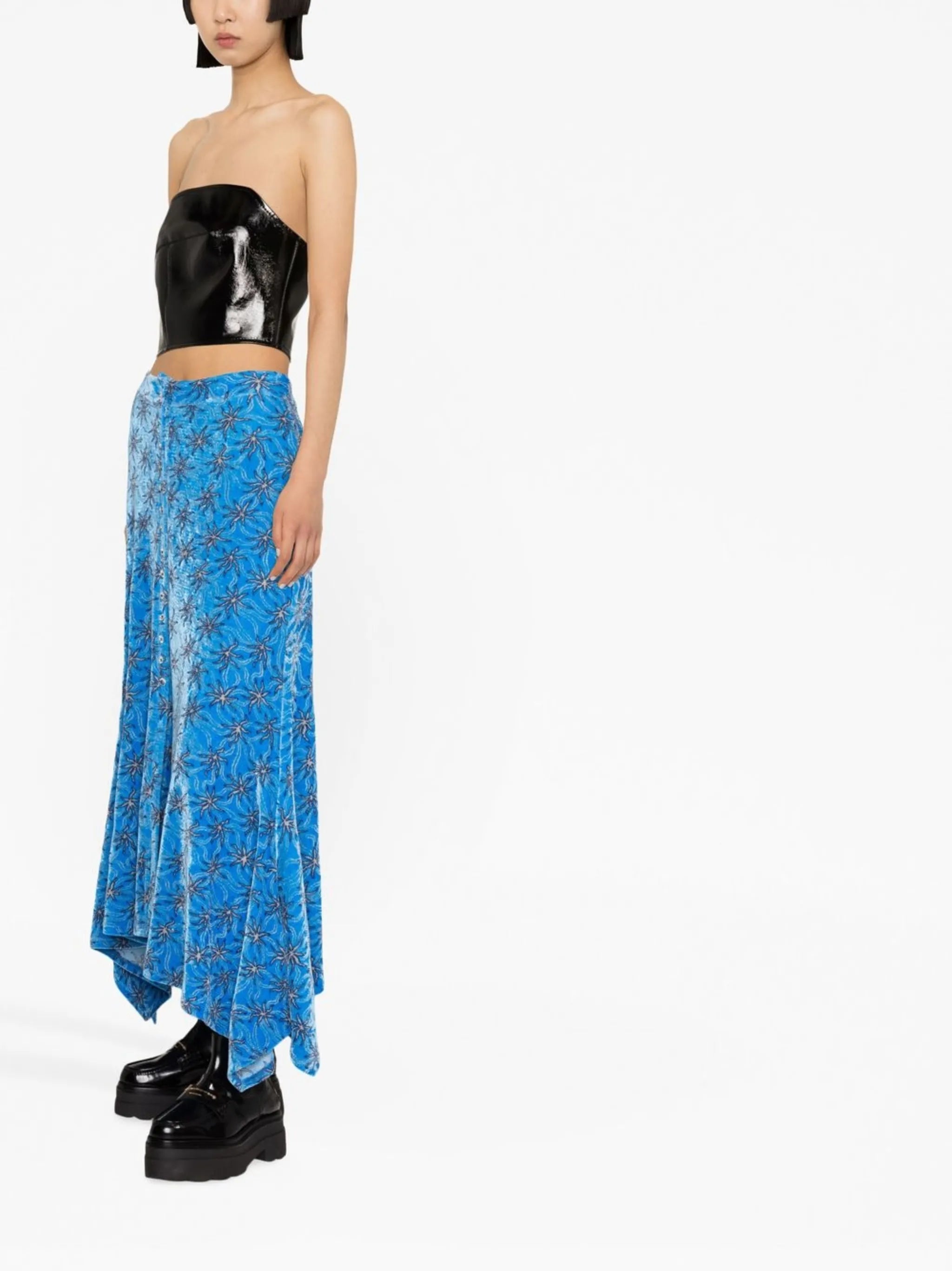 starfish-print velvet skirt