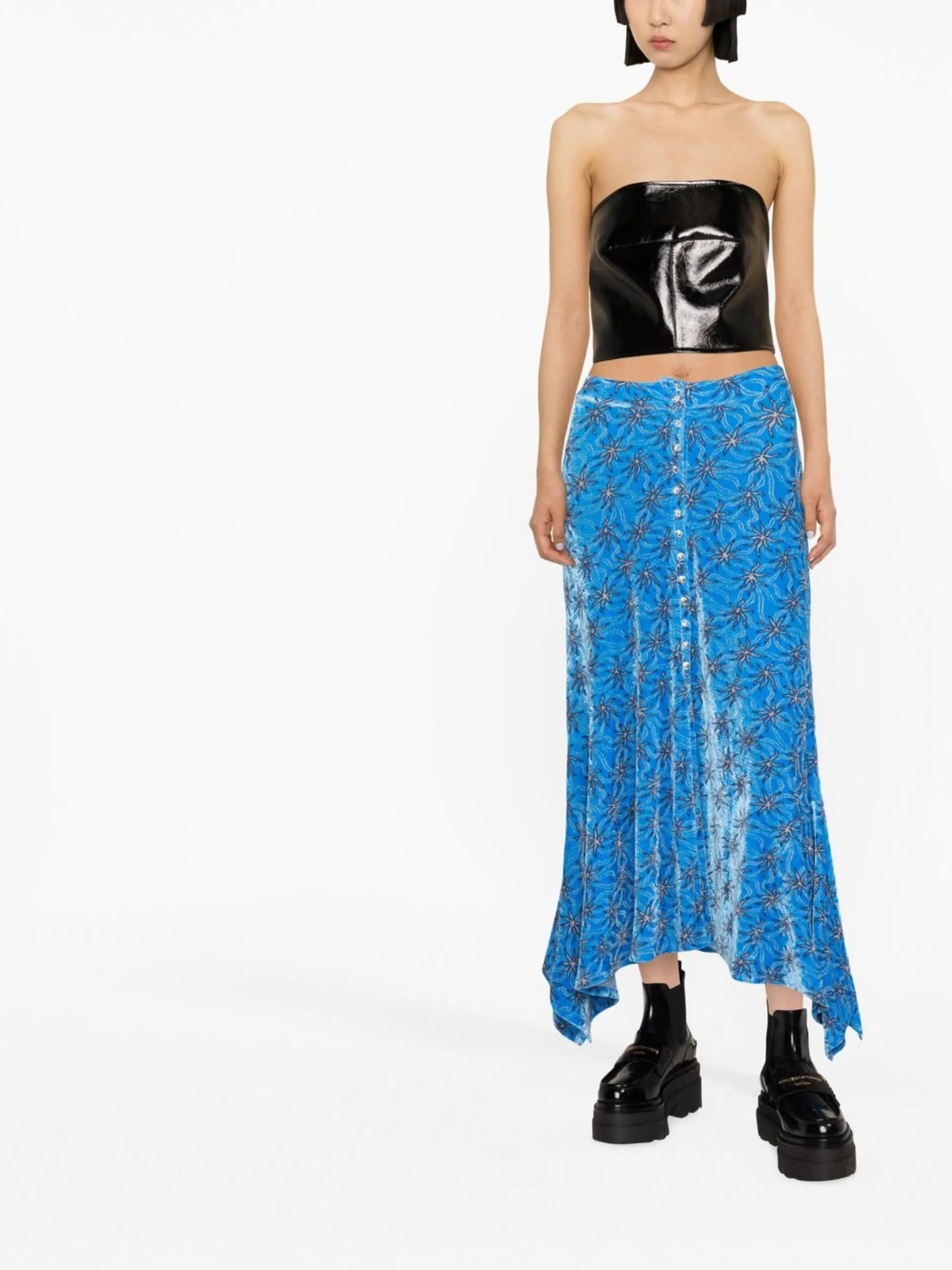 starfish-print velvet skirt