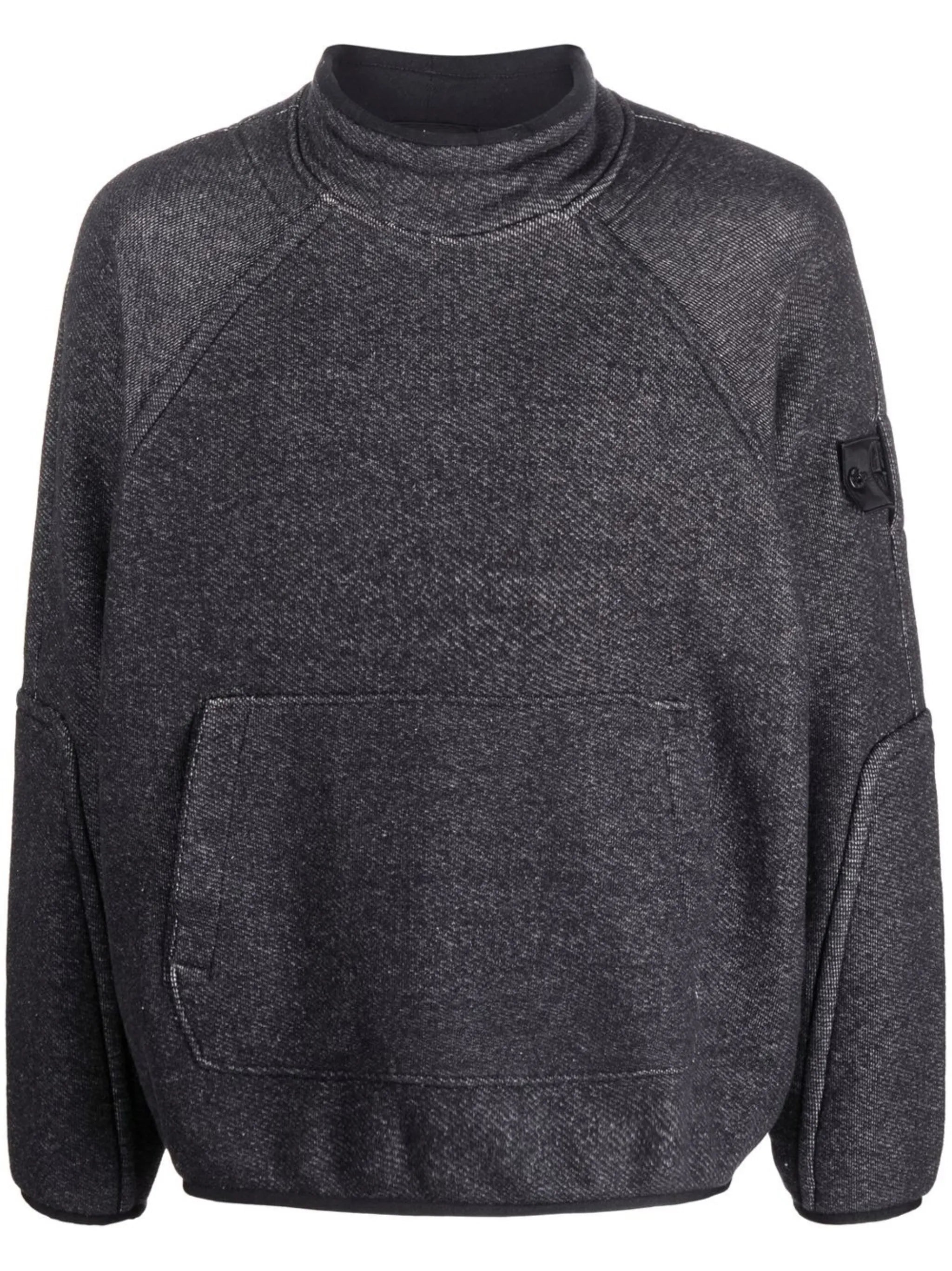 Compass-patch funnel-neck sweatshirt