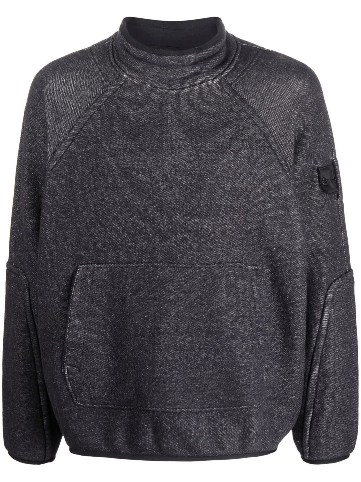 Compass-patch funnel-neck sweatshirt