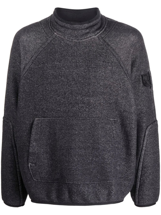 Compass-patch funnel-neck sweatshirt