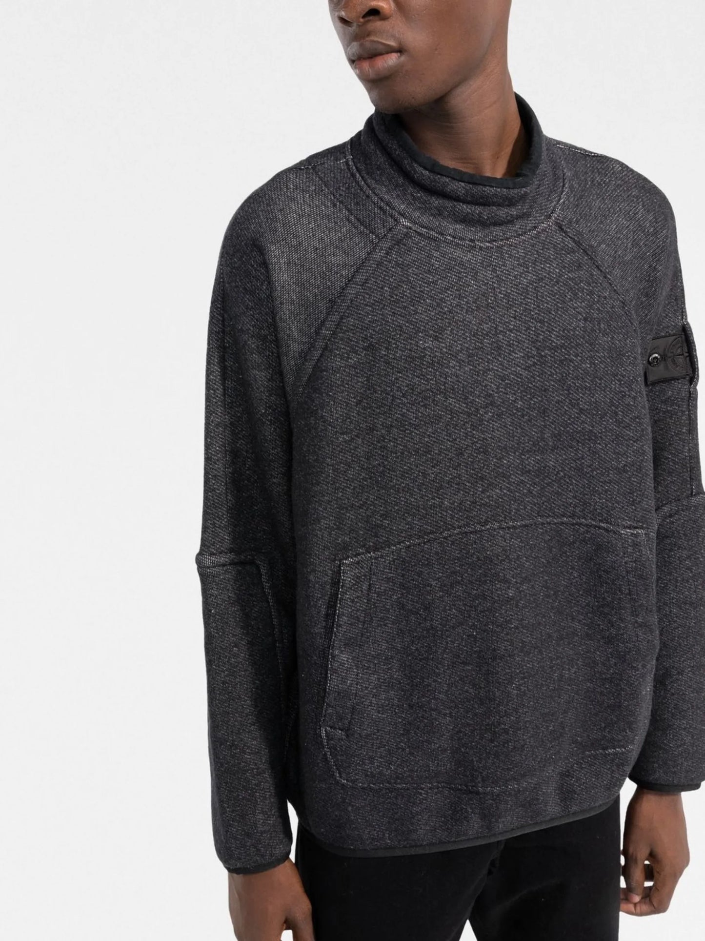 Compass-patch funnel-neck sweatshirt