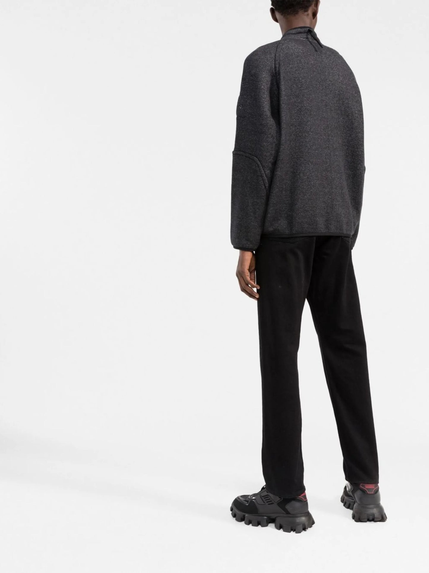 Compass-patch funnel-neck sweatshirt