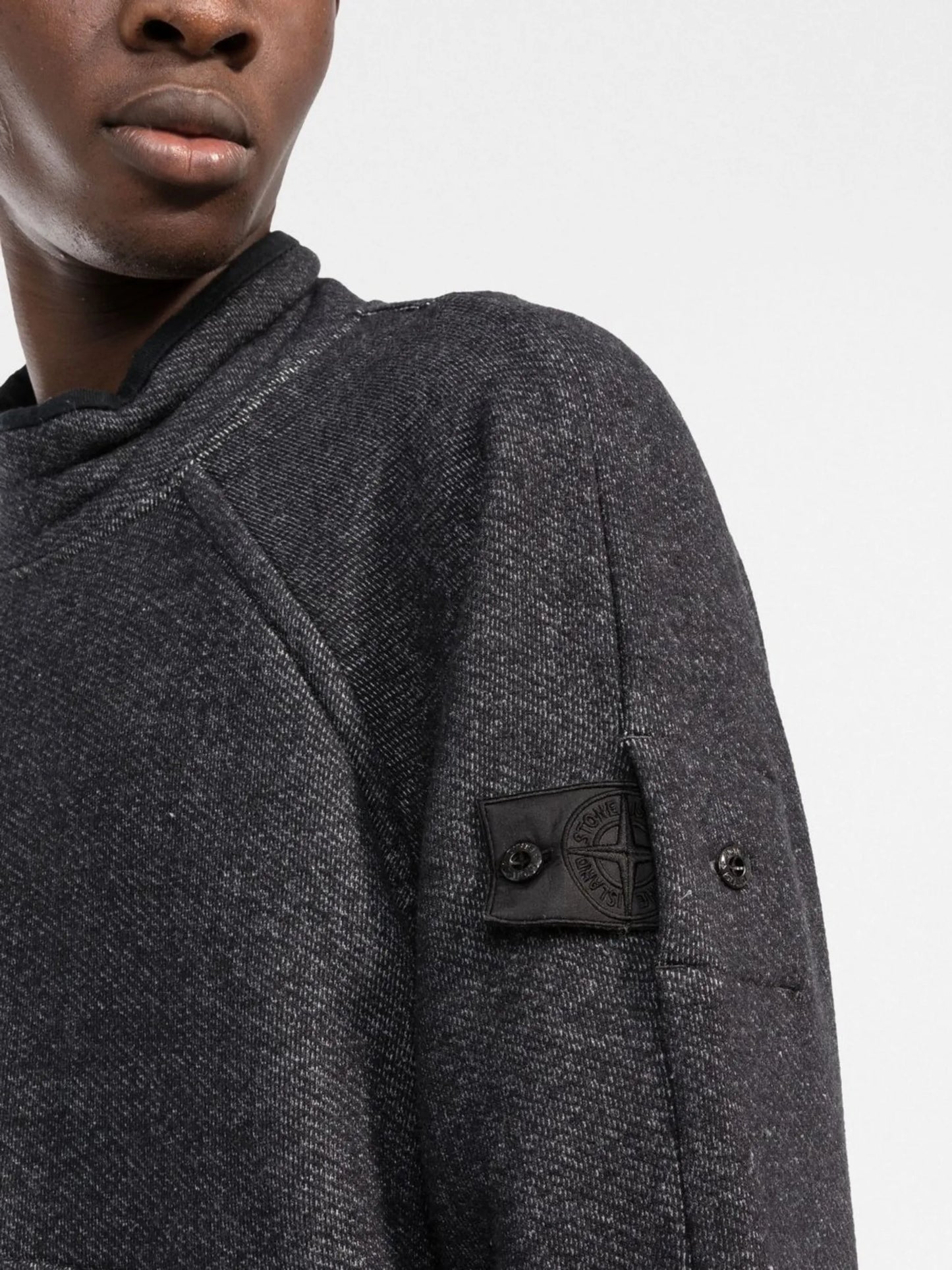 Compass-patch funnel-neck sweatshirt