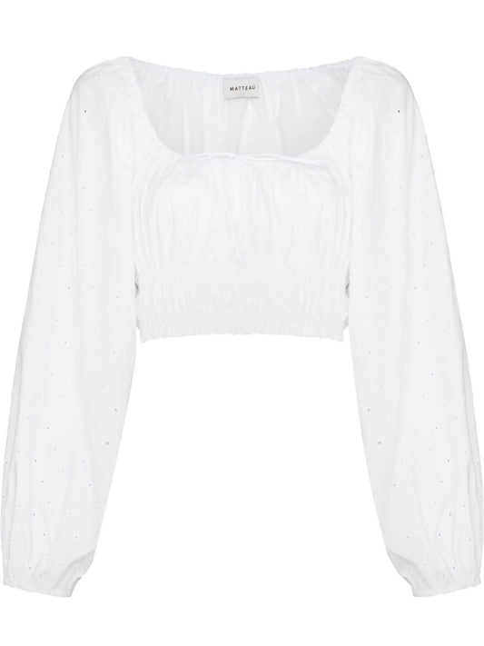 broderie-anglaise cropped blouse