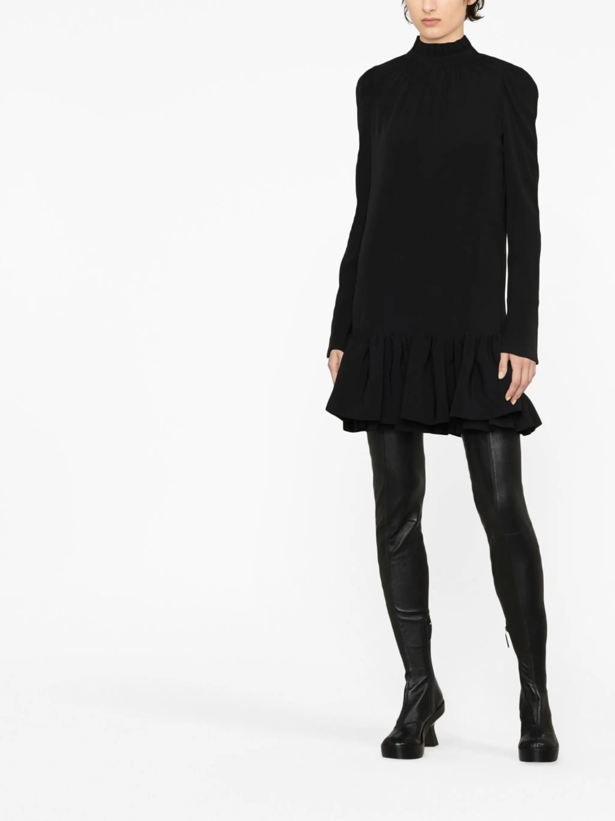 frilled-hem short dress