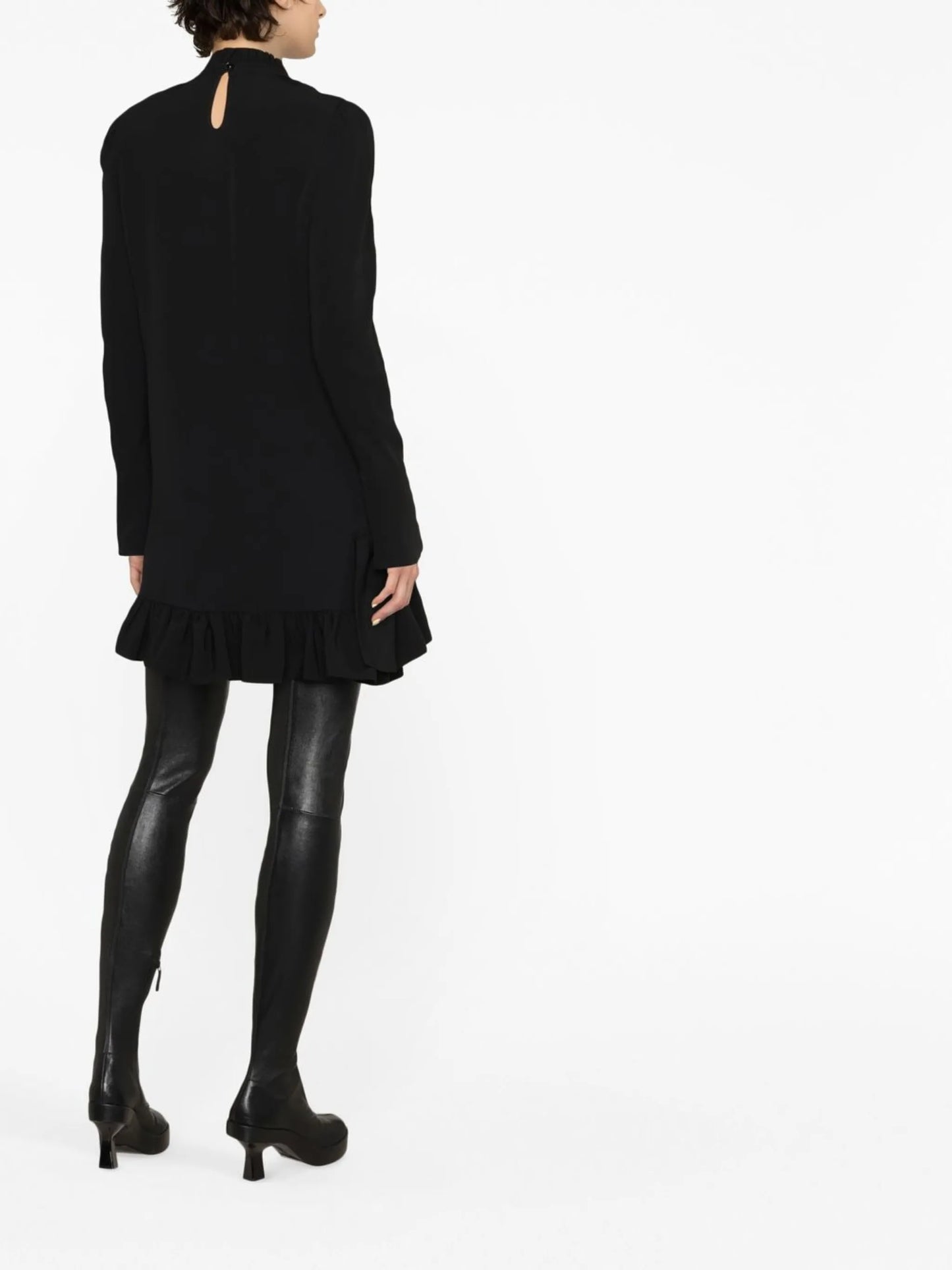 frilled-hem short dress