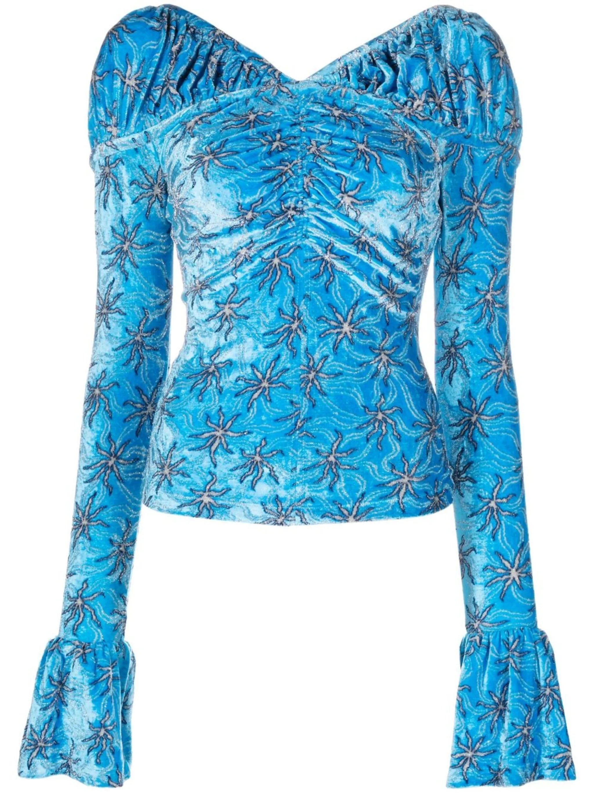 starfish-jacquard velvet top