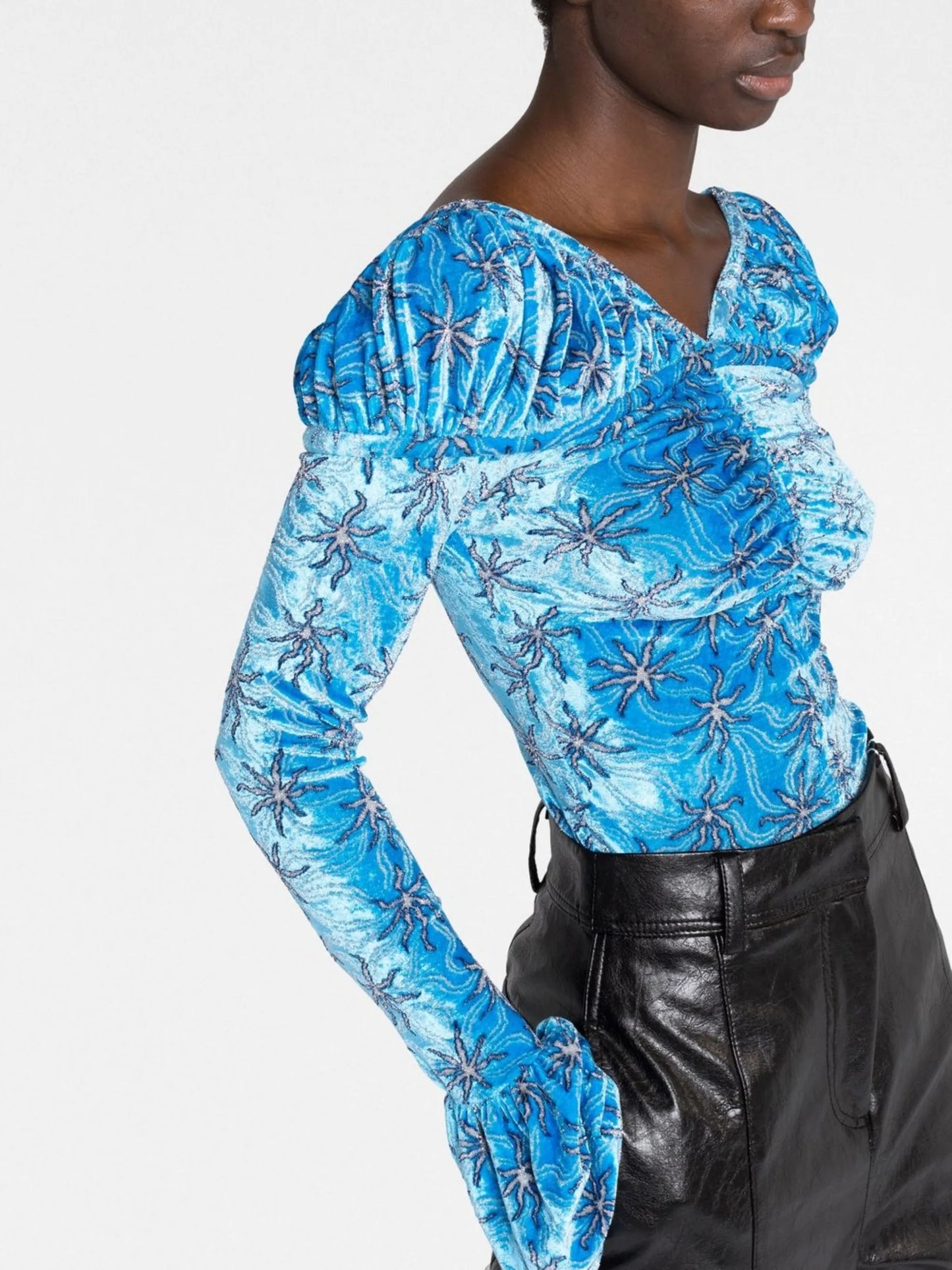 starfish-jacquard velvet top