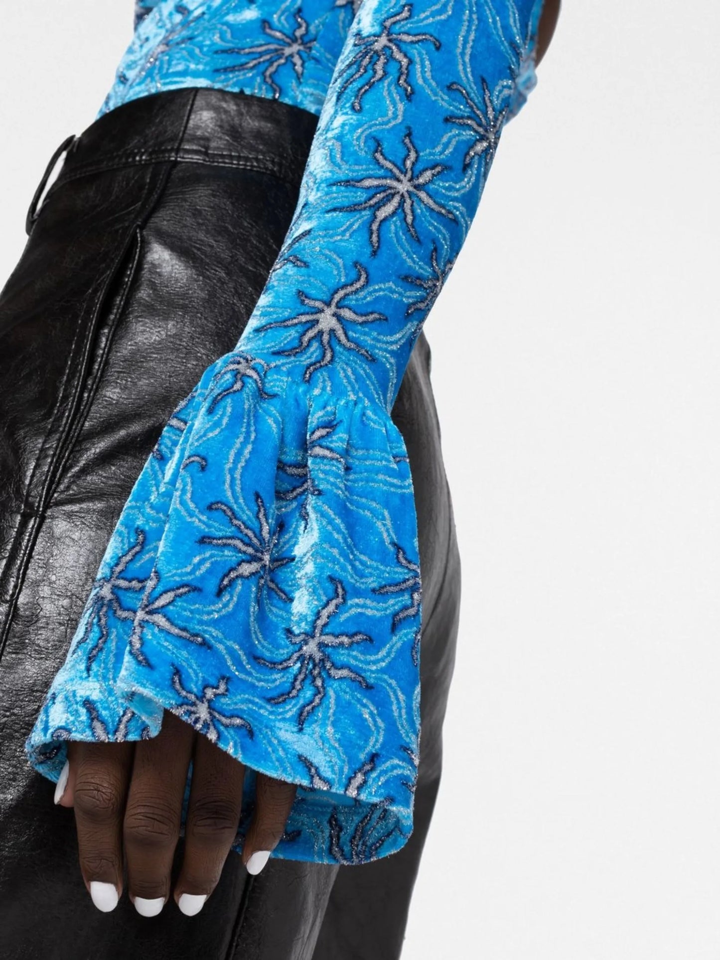 starfish-jacquard velvet top