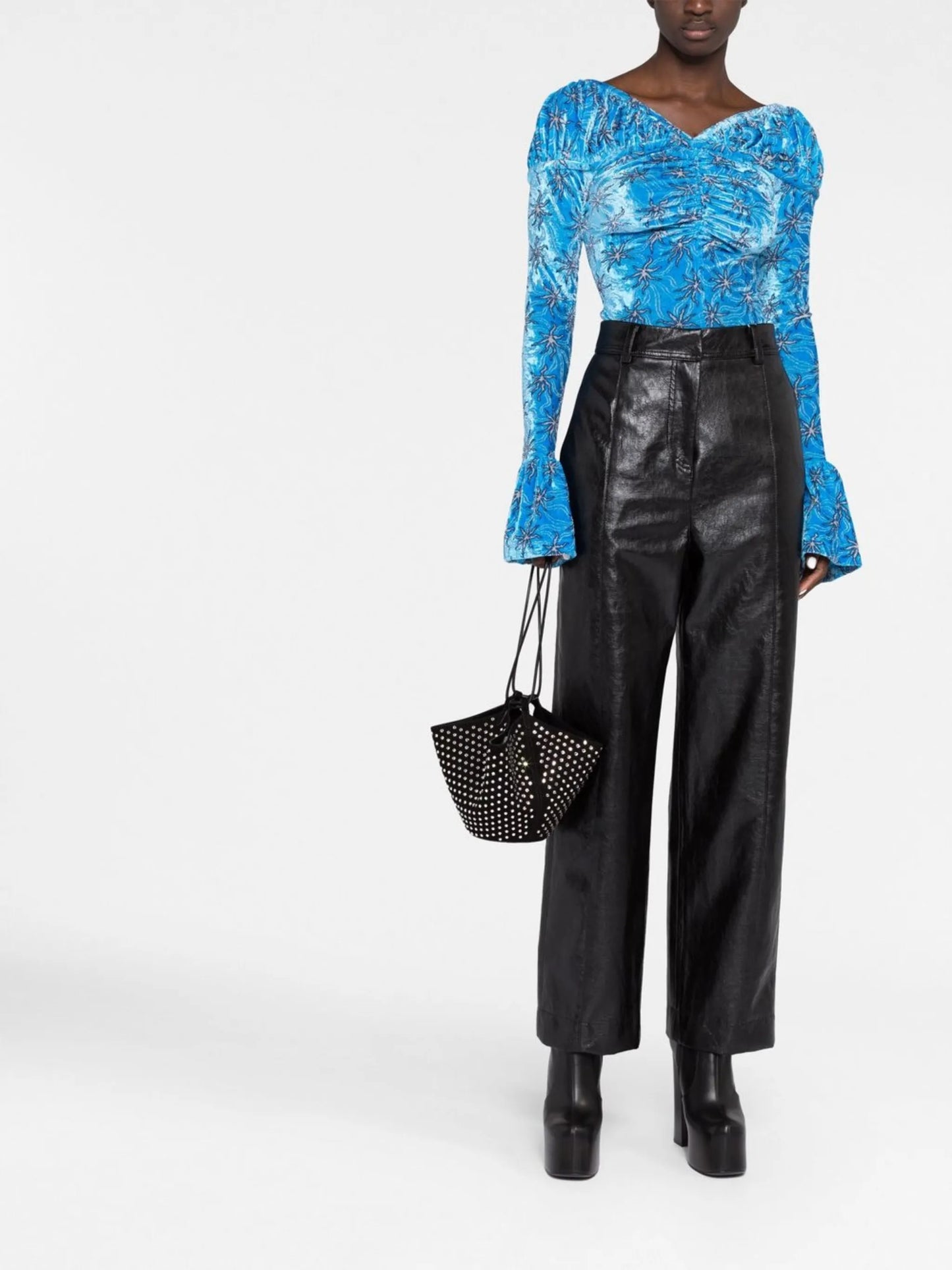 starfish-jacquard velvet top