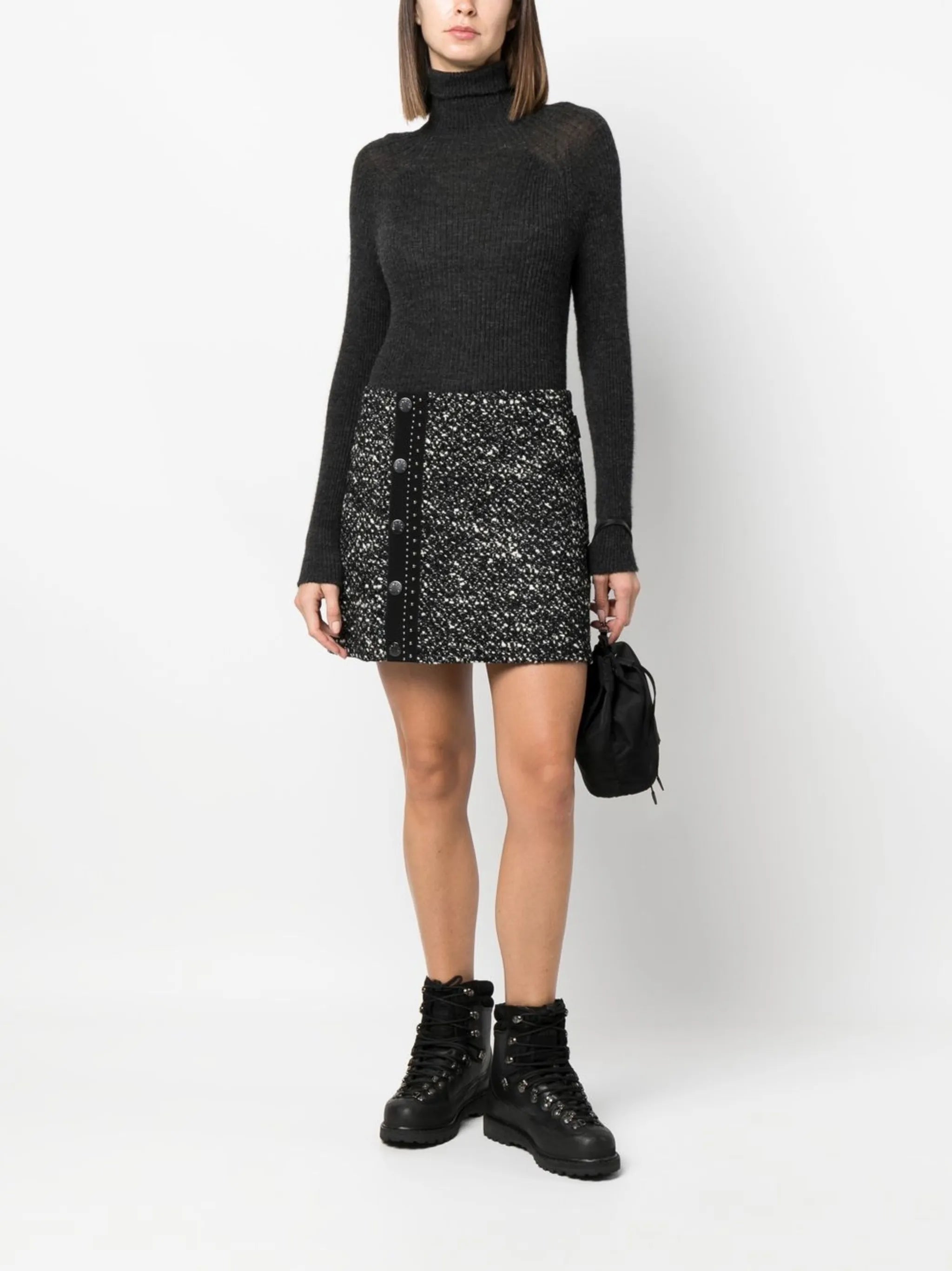 tweed buttoned mini-skirt