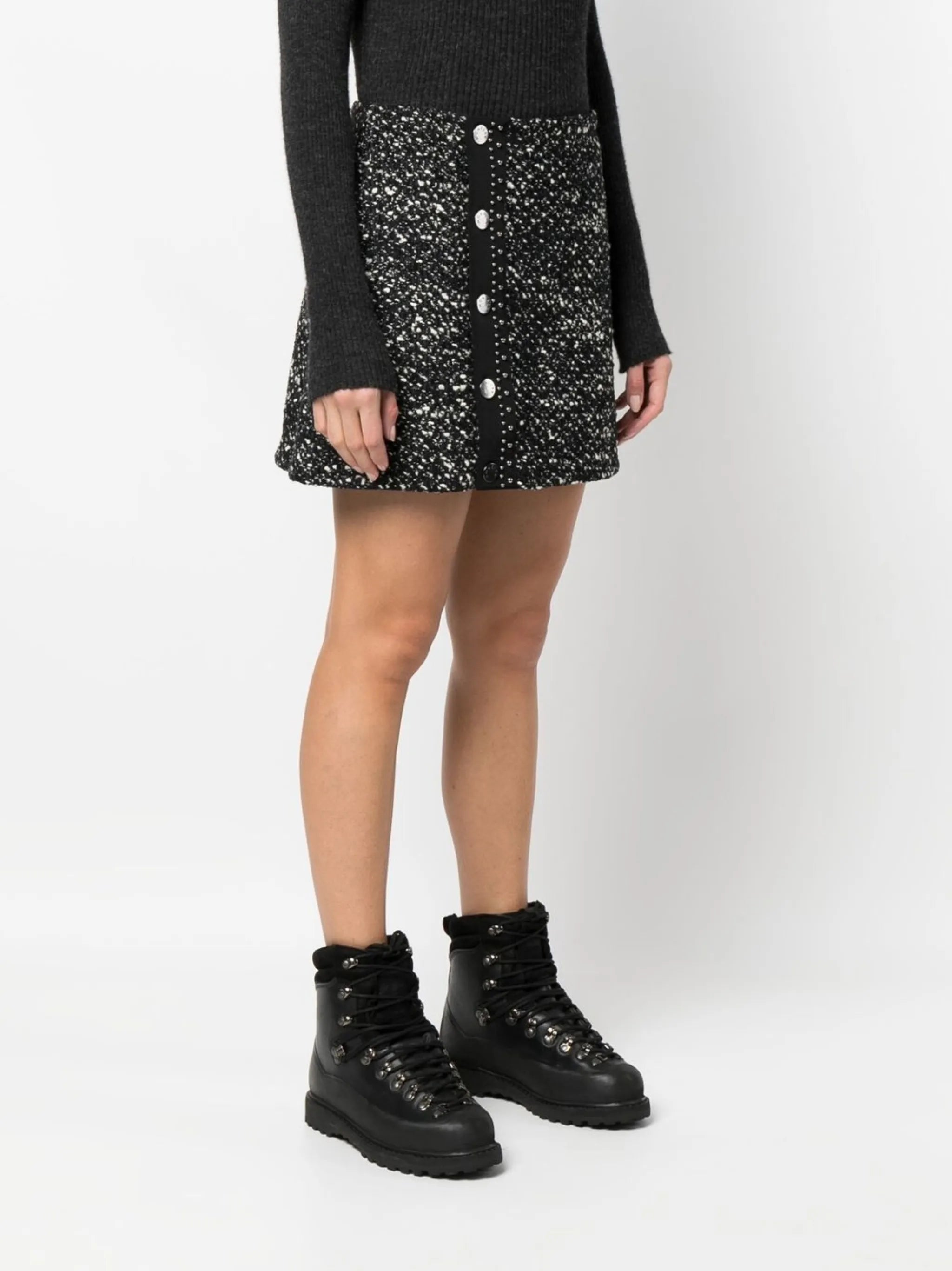 tweed buttoned mini-skirt