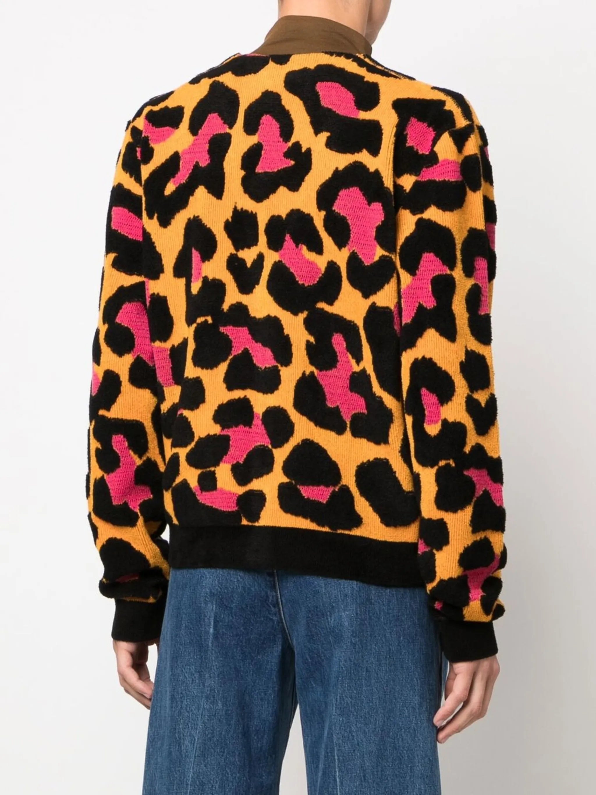 leopard-print V-neck cardigan
