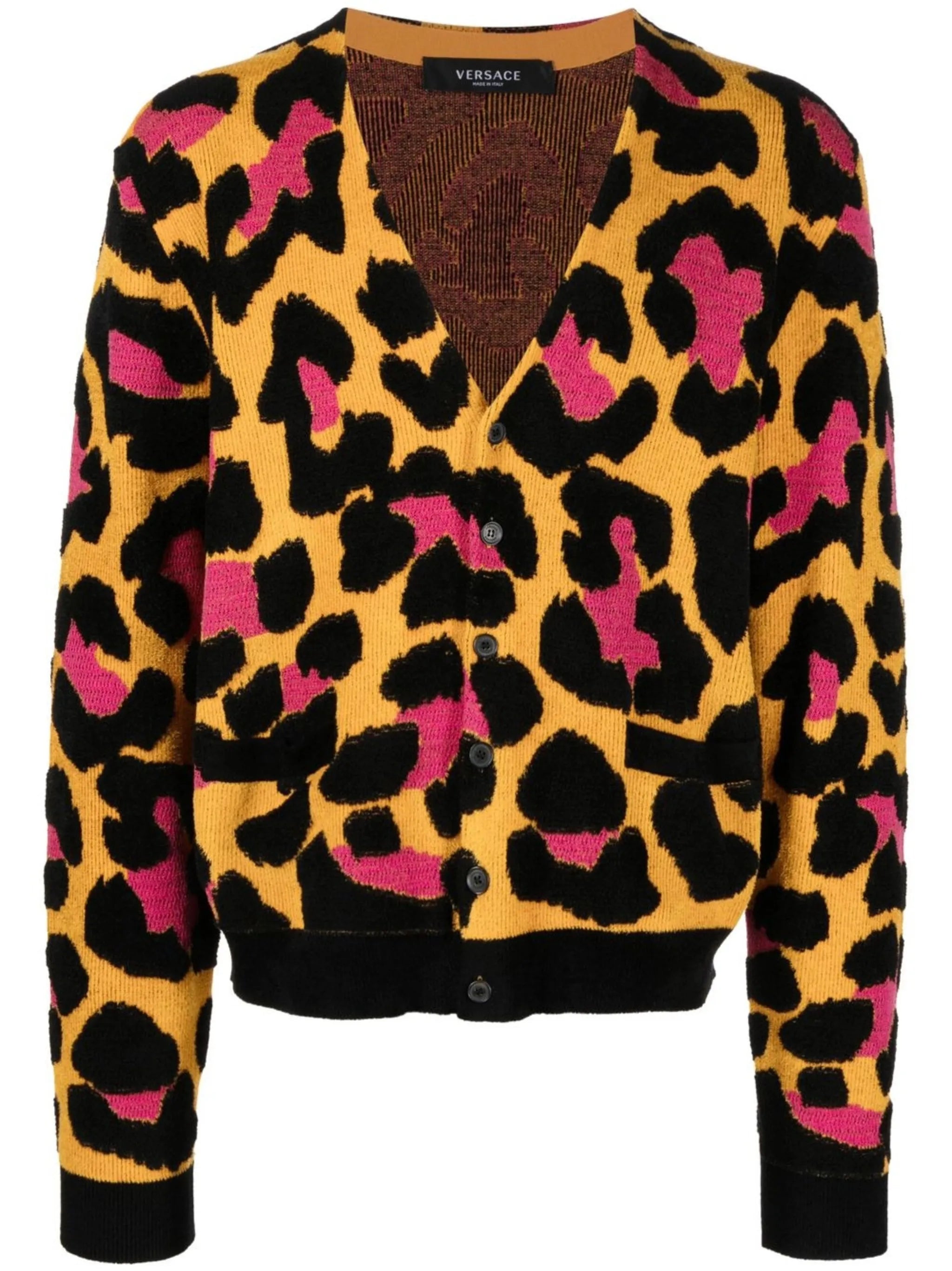 leopard-print V-neck cardigan