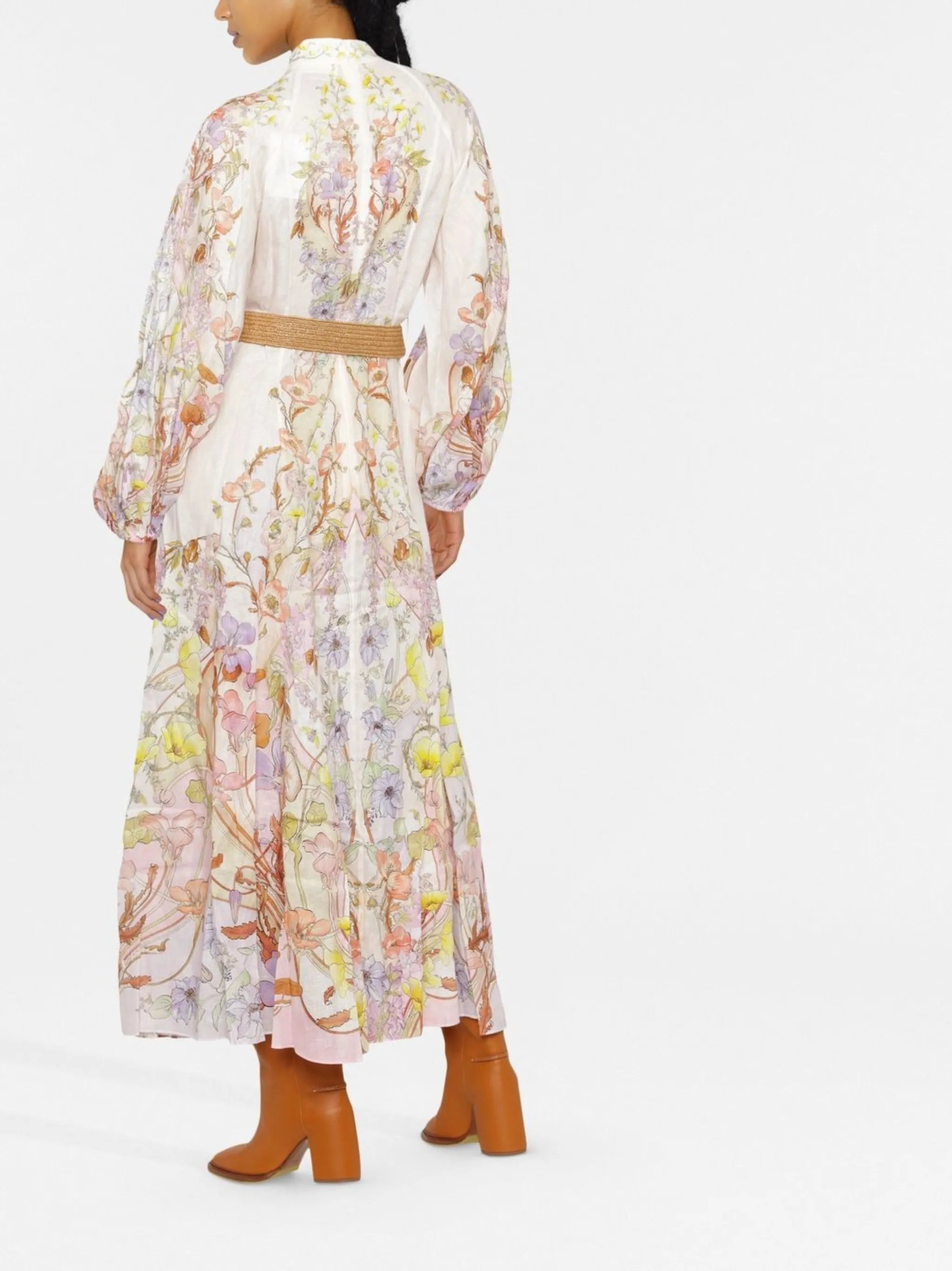 floral-print belted maxi dress