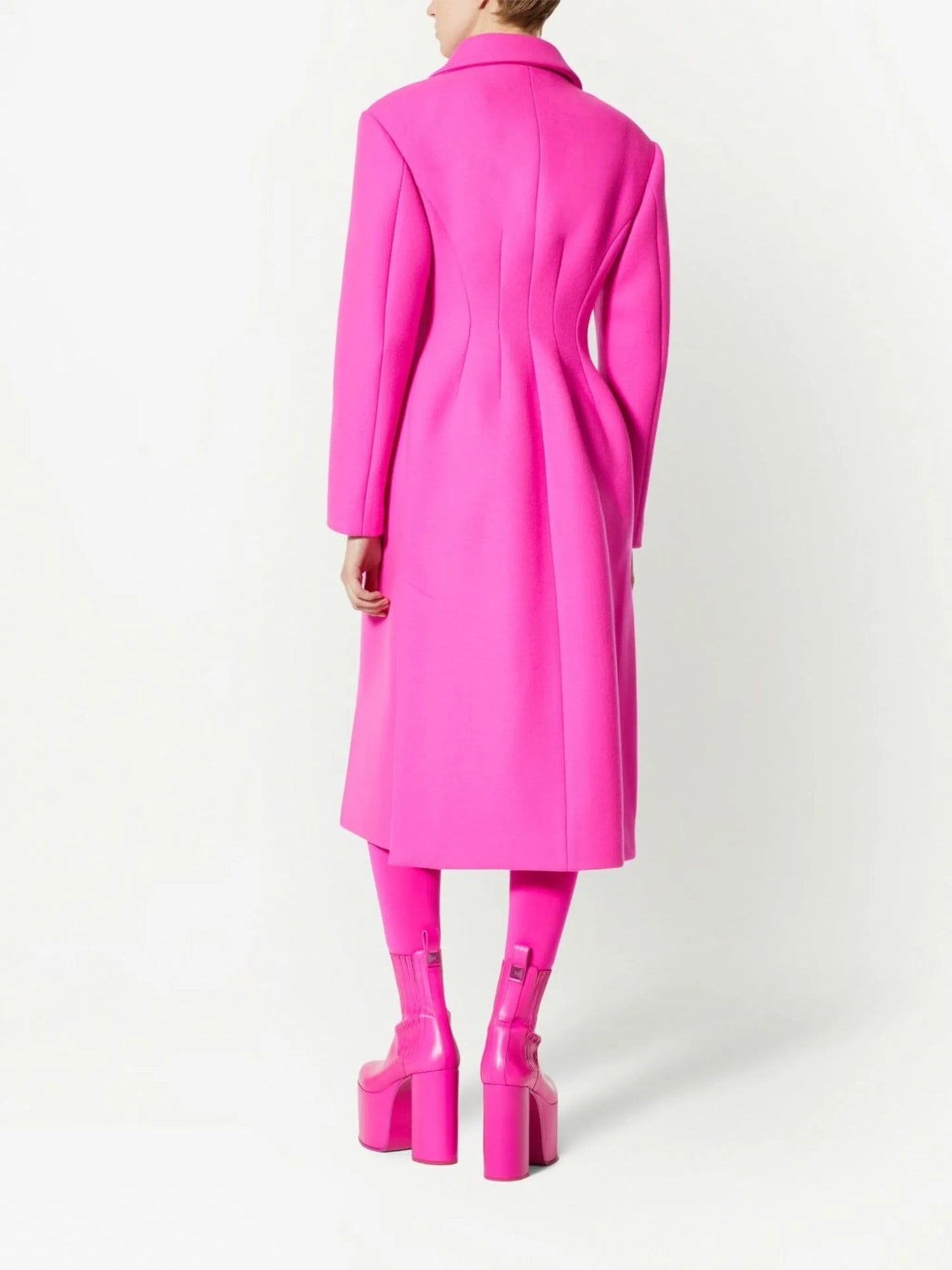 Diagonal bow-detail long coat