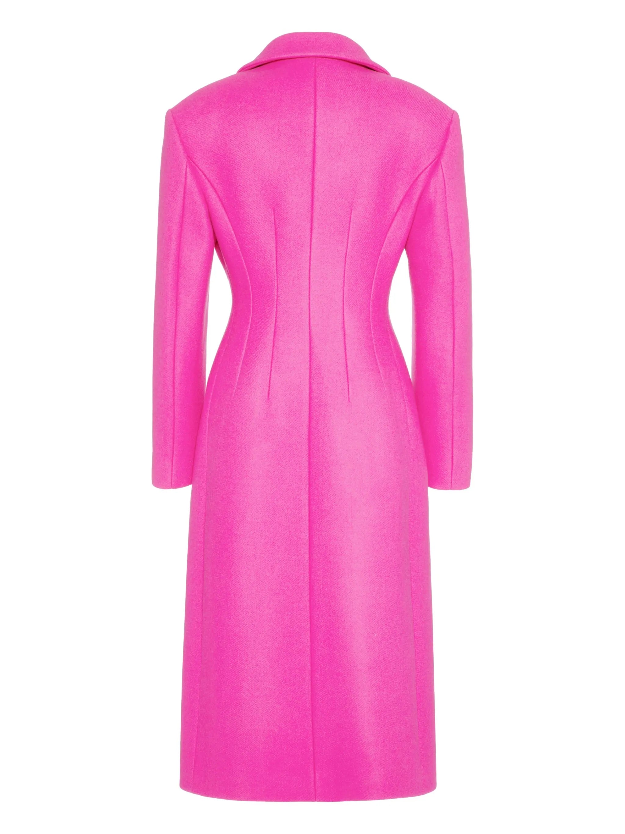 Diagonal bow-detail long coat