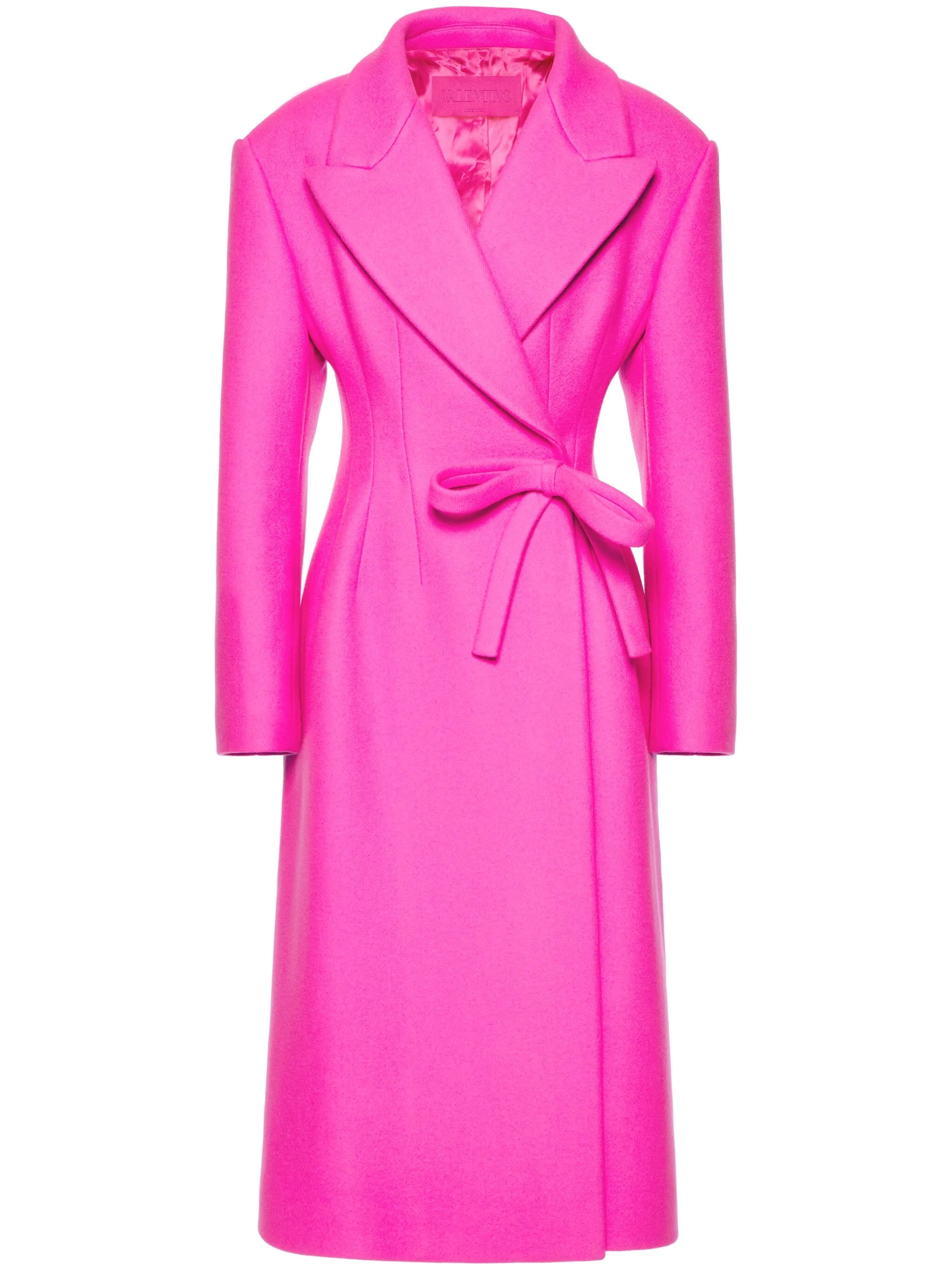 Diagonal bow-detail long coat