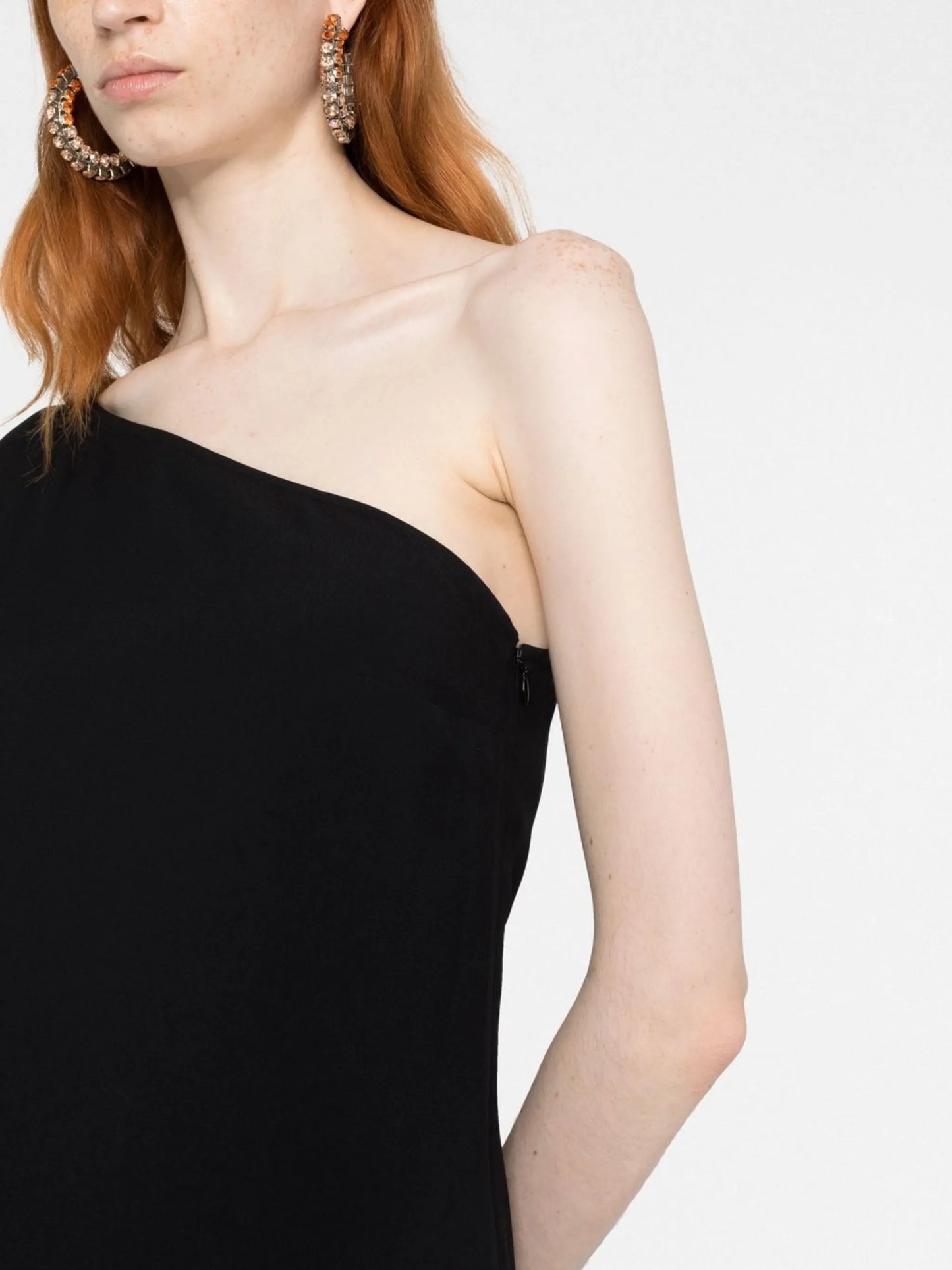 Piccolo Ubud feather-trim one-shoulder dress