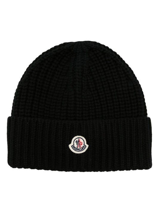 logo-patch knitted beanie