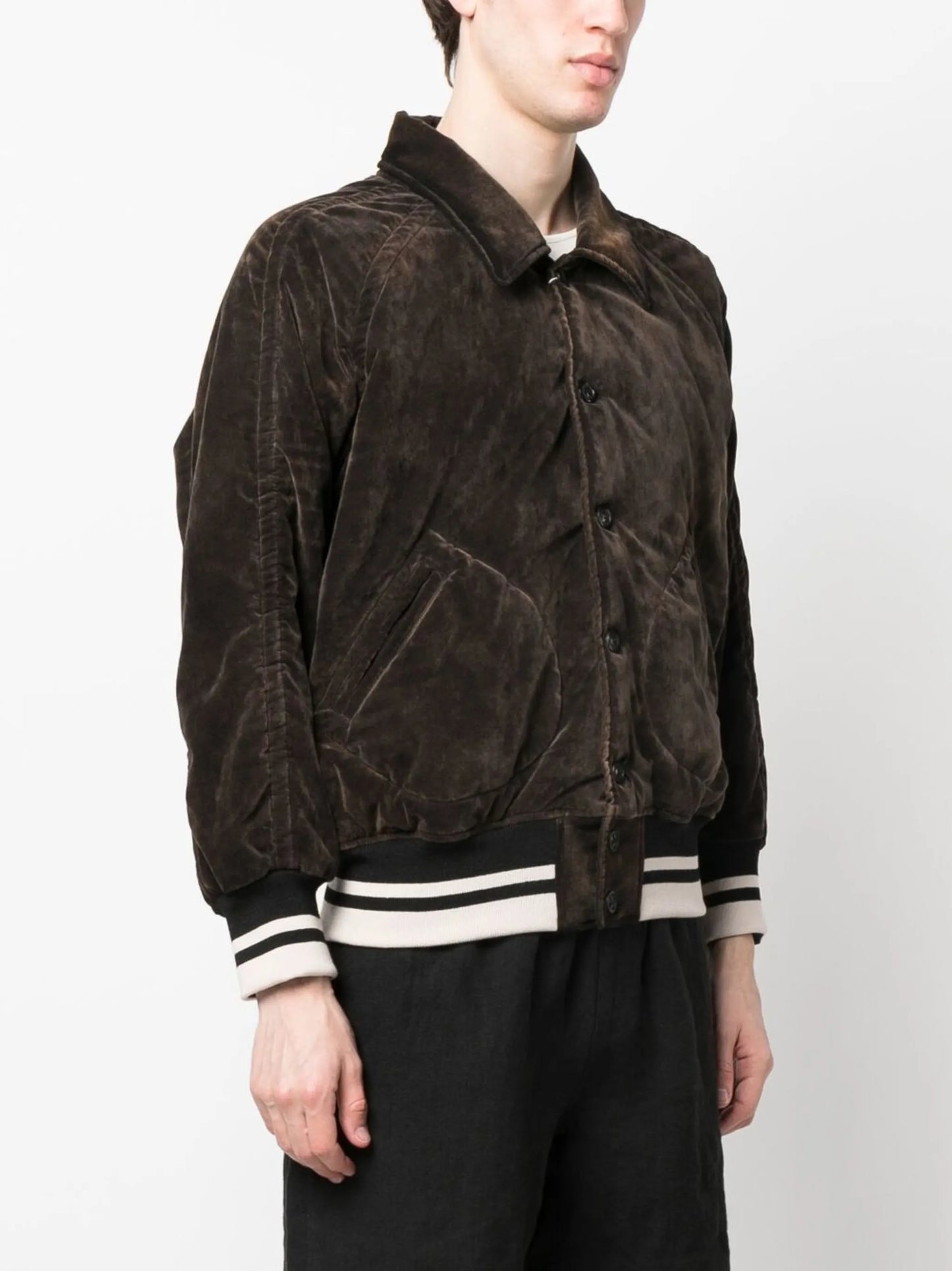 cropped velvet bomber jacket