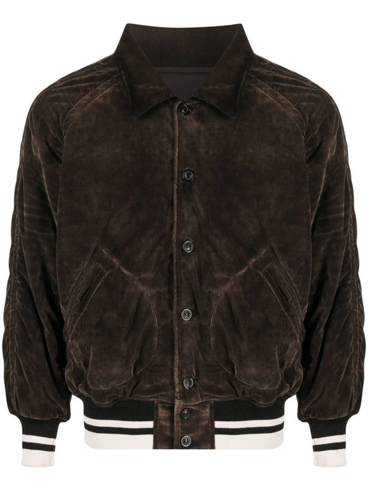 cropped velvet bomber jacket
