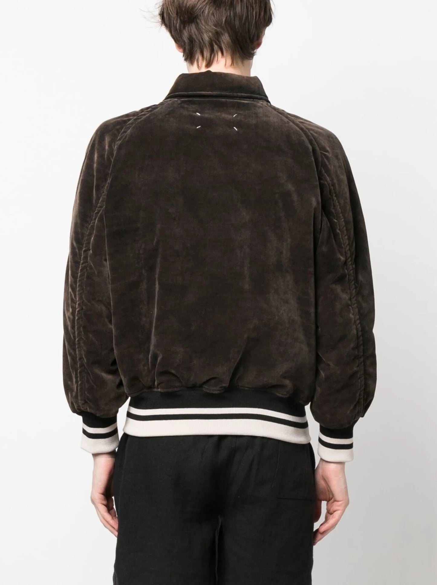 cropped velvet bomber jacket