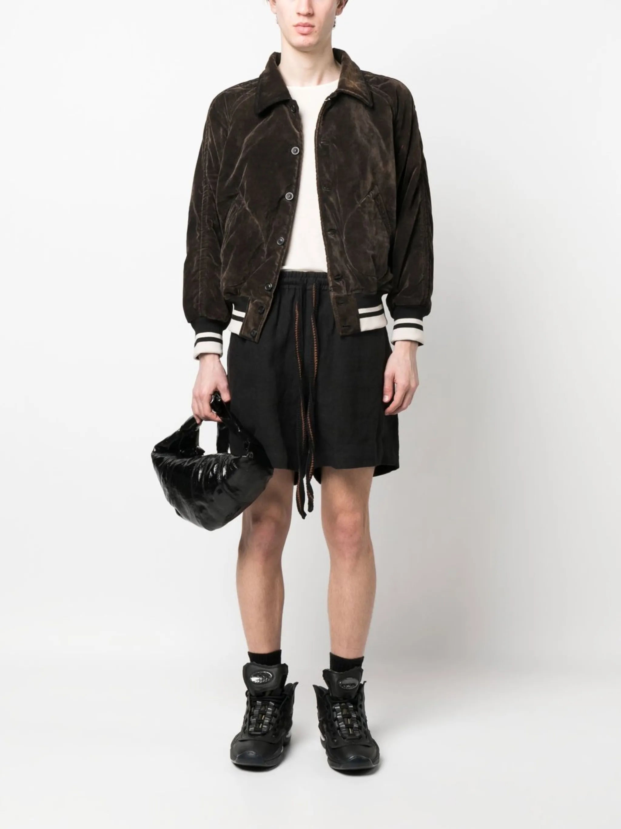 cropped velvet bomber jacket