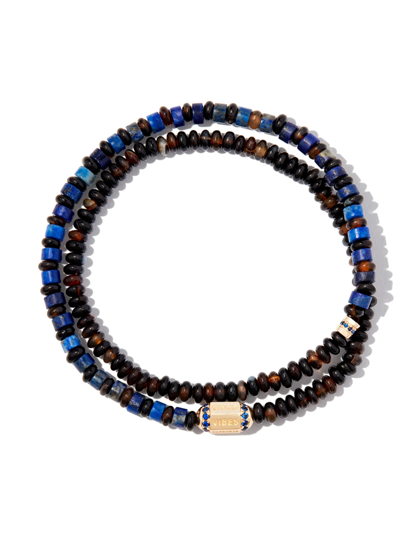 14kt yellow gold Good Vibes beaded wrap around bracelet